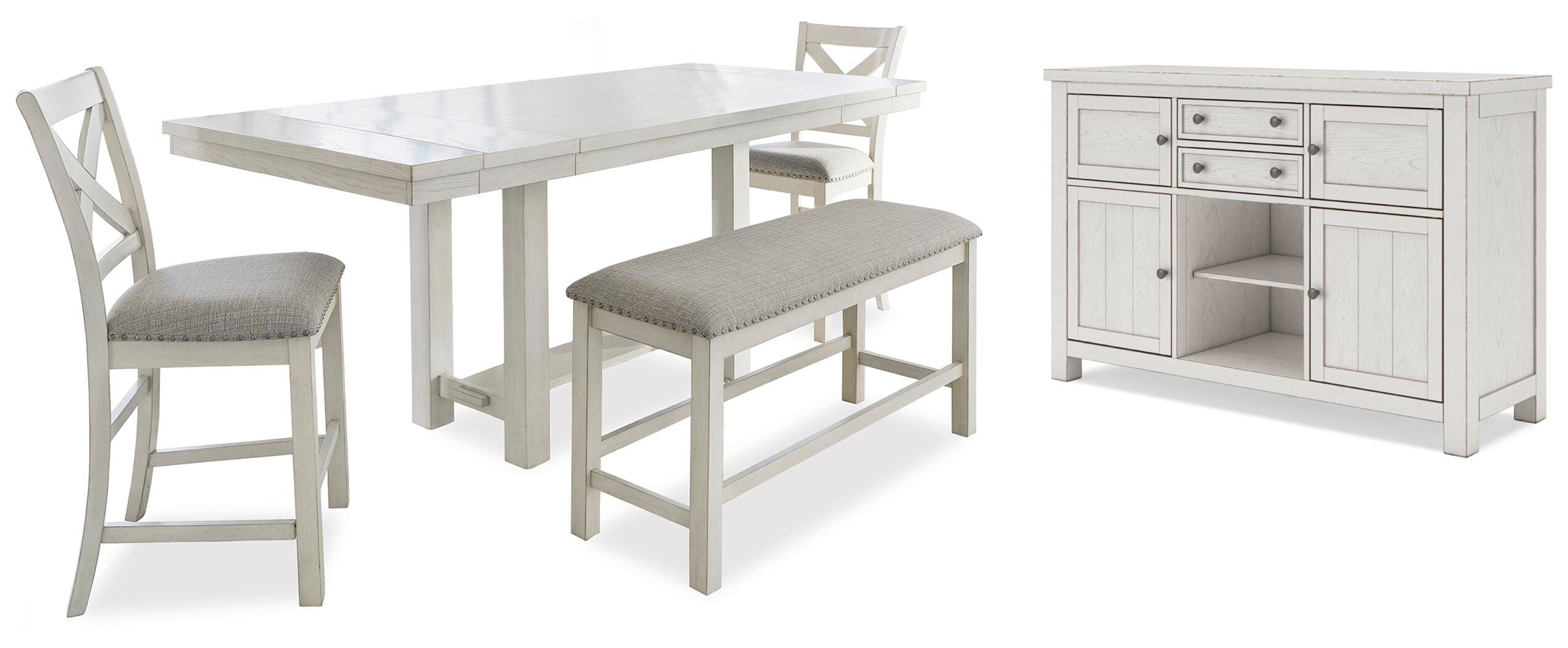 Robbinsdale Counter Height Dining Table, 2 Barstools, Bench and Server - image 1
