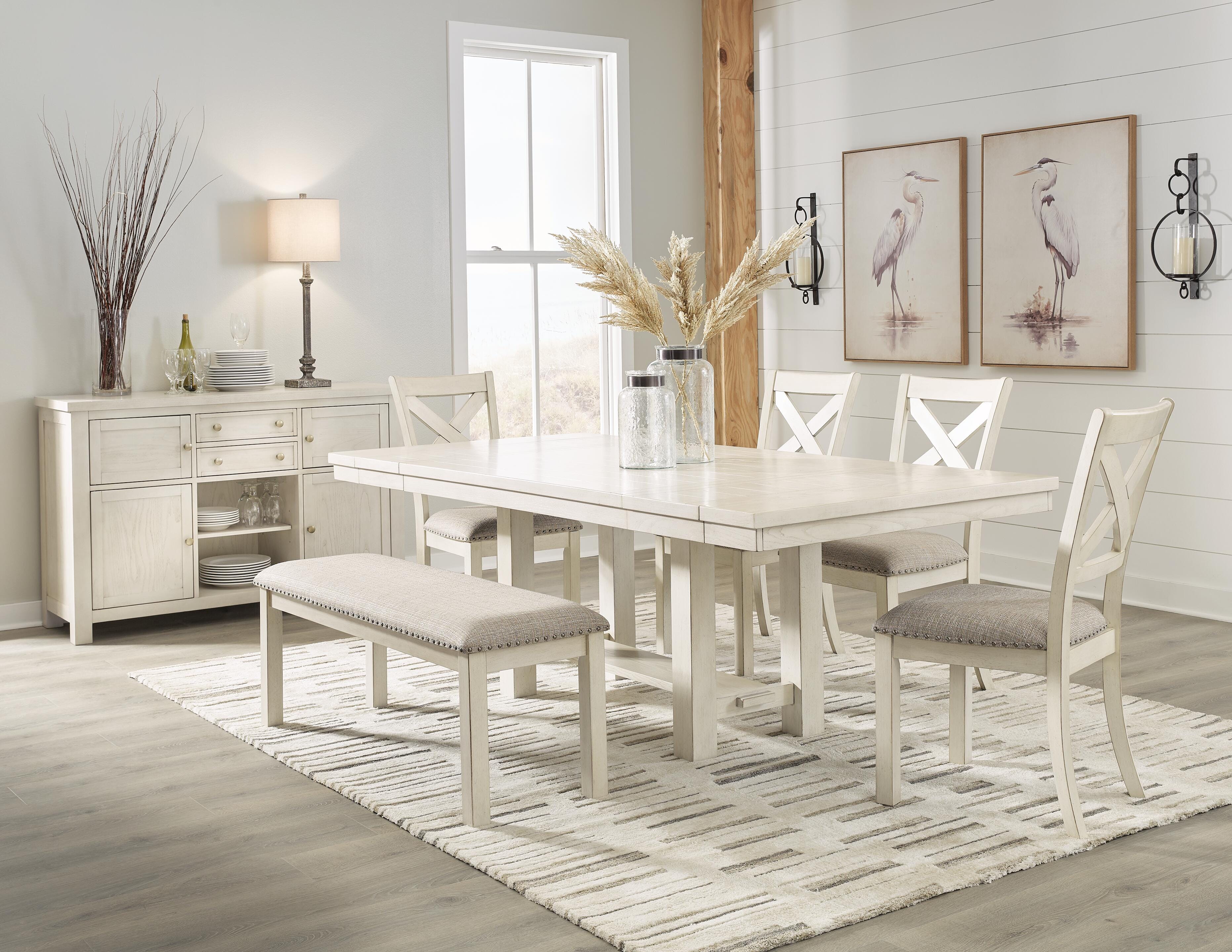 【アンティーク】　ASHLEY　ダイニングテーブルチェアセット Robbinsdale Dining Table and 4 Chairs and Bench | Ashley