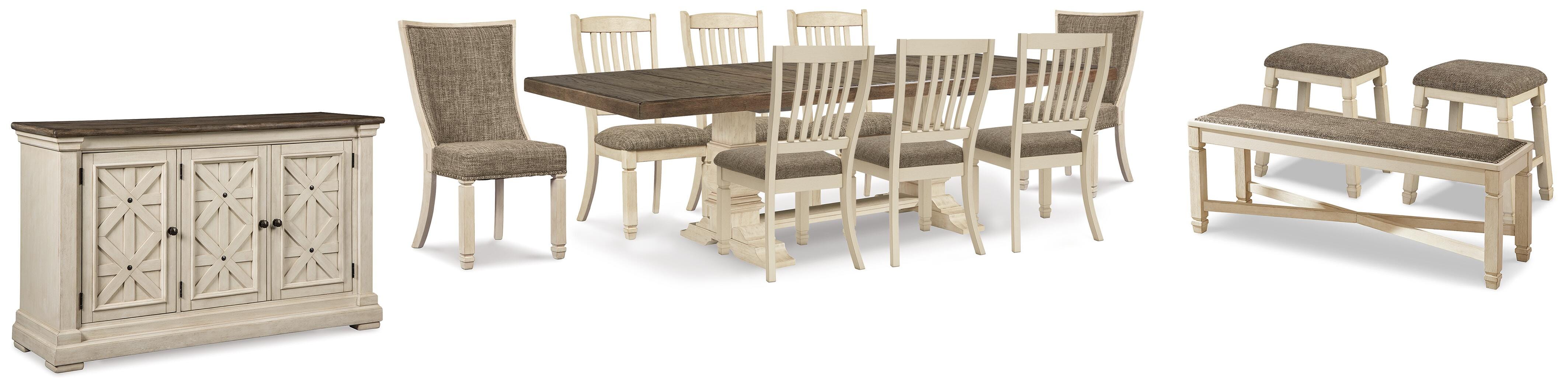 Mesa de comedor Bolanburg con 8 sillas y banco con aparador y 2 taburetes - image 1