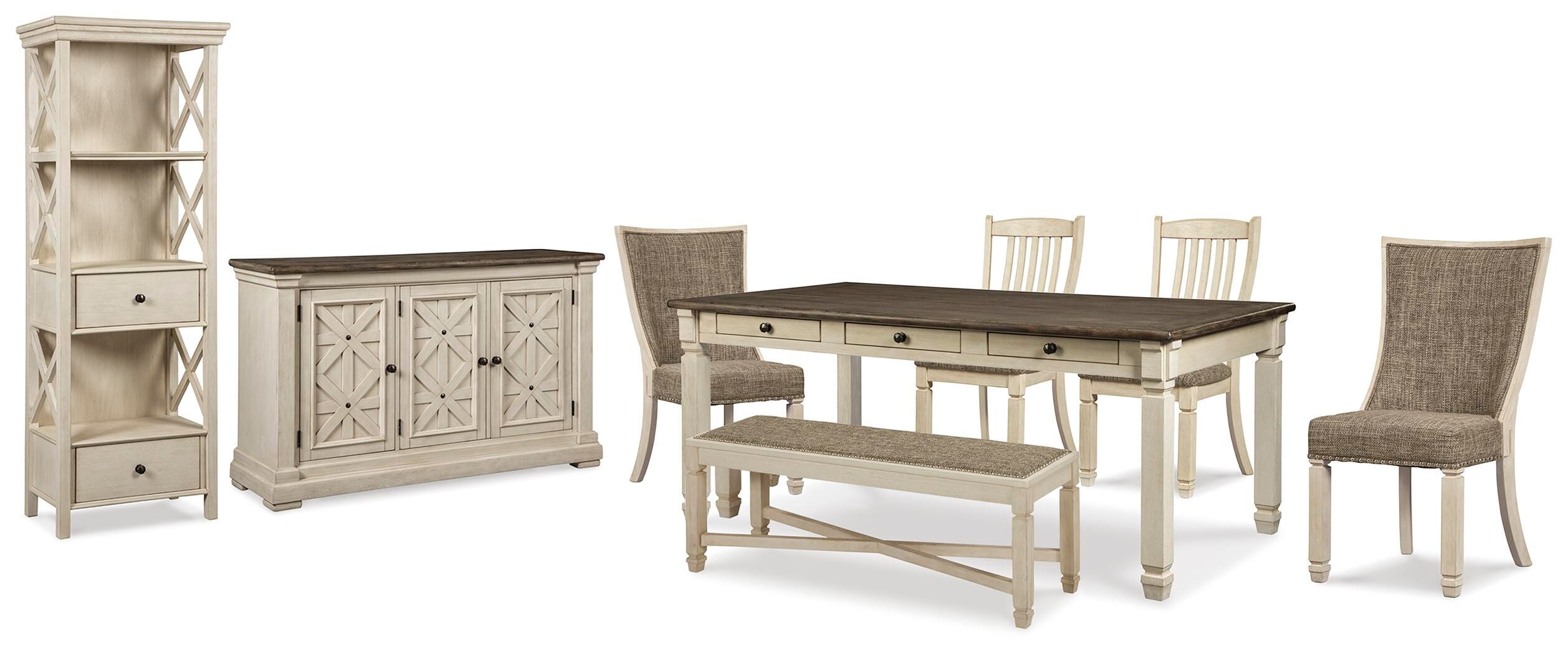 Bolanburg Dining Table, 4 Chairs, Bench, Server and Display Cabinet - image 1