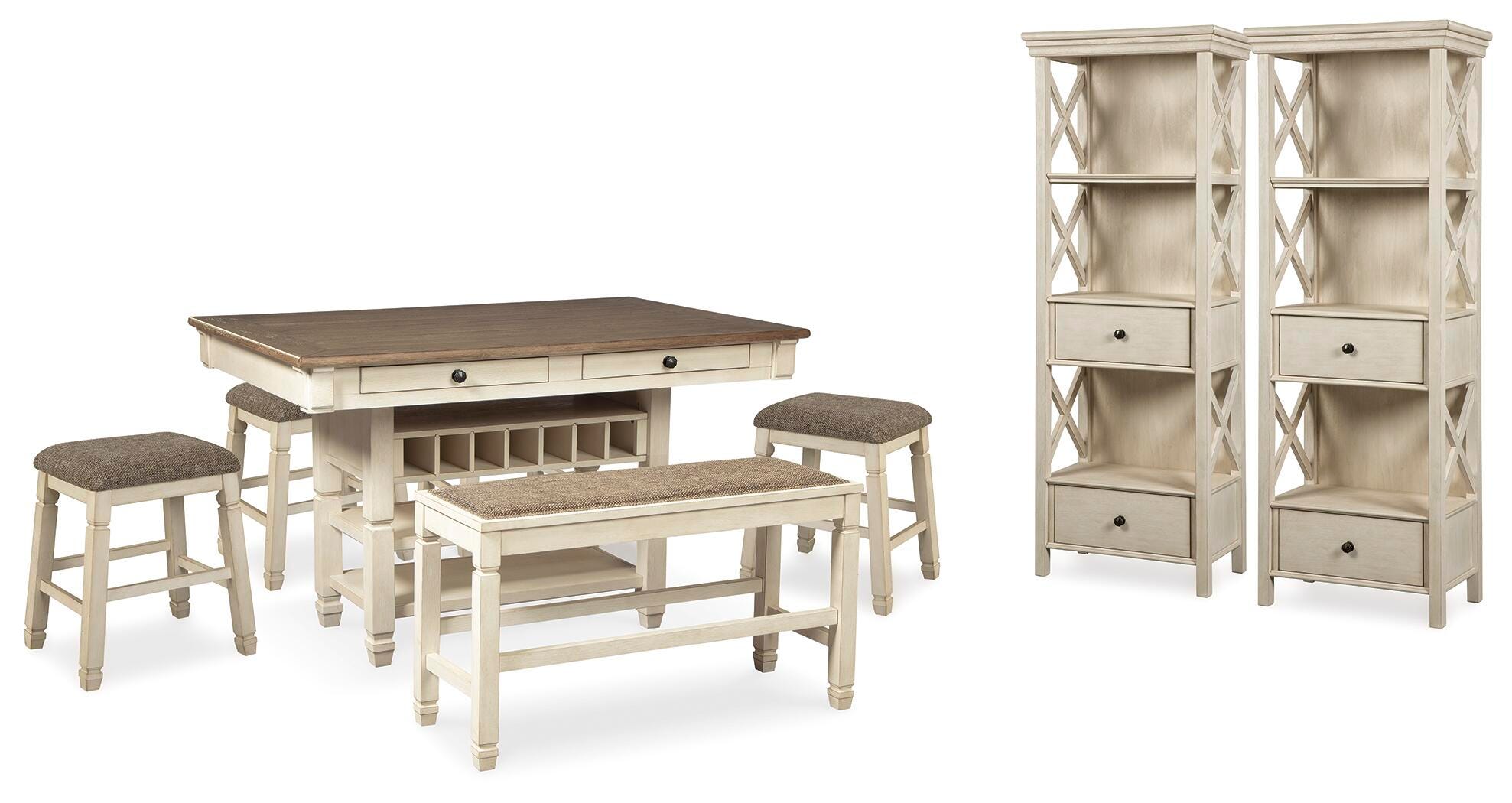 Bolanburg Counter Height Dining Table, 4 Stools, Bench and 2 Display Cabinets - image 1