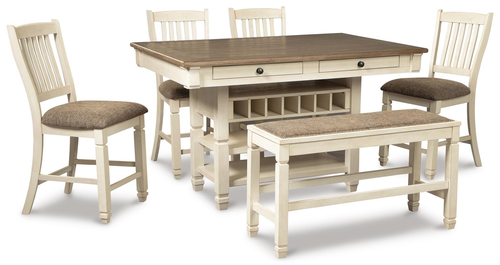 Mesa de comedor de altura de mostrador Bolanburg, 4 taburetes, banco y aparador - image 2