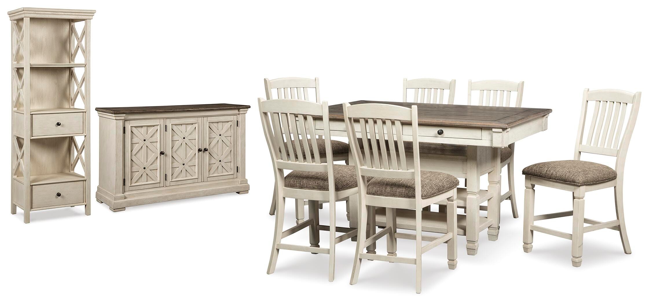 Bolanburg Counter Height Table with 6 Barstools, Server and Display Cabinet - image 1