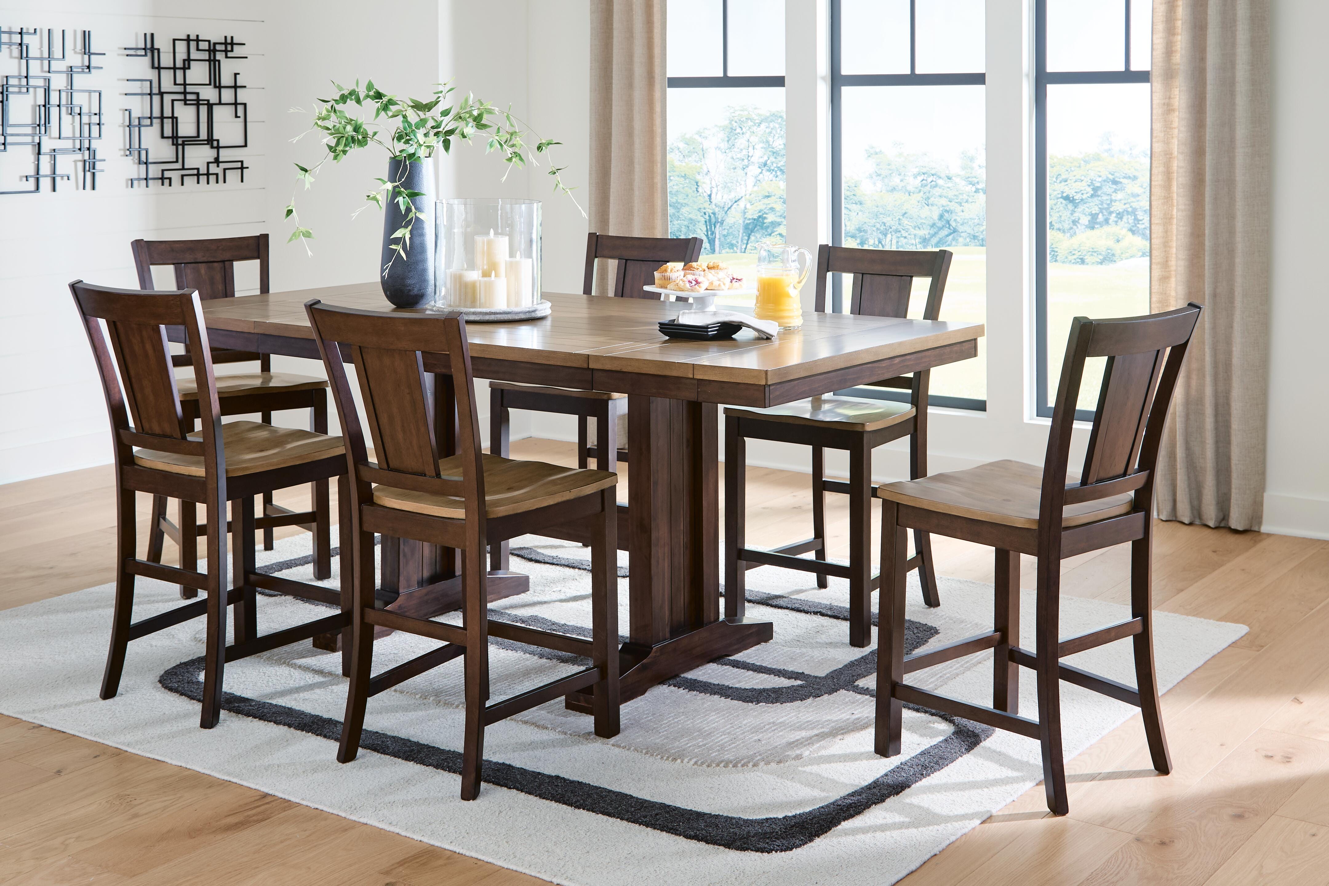 Rylandeen Counter Height Extension Dining Table and 6 Barstools - image 1