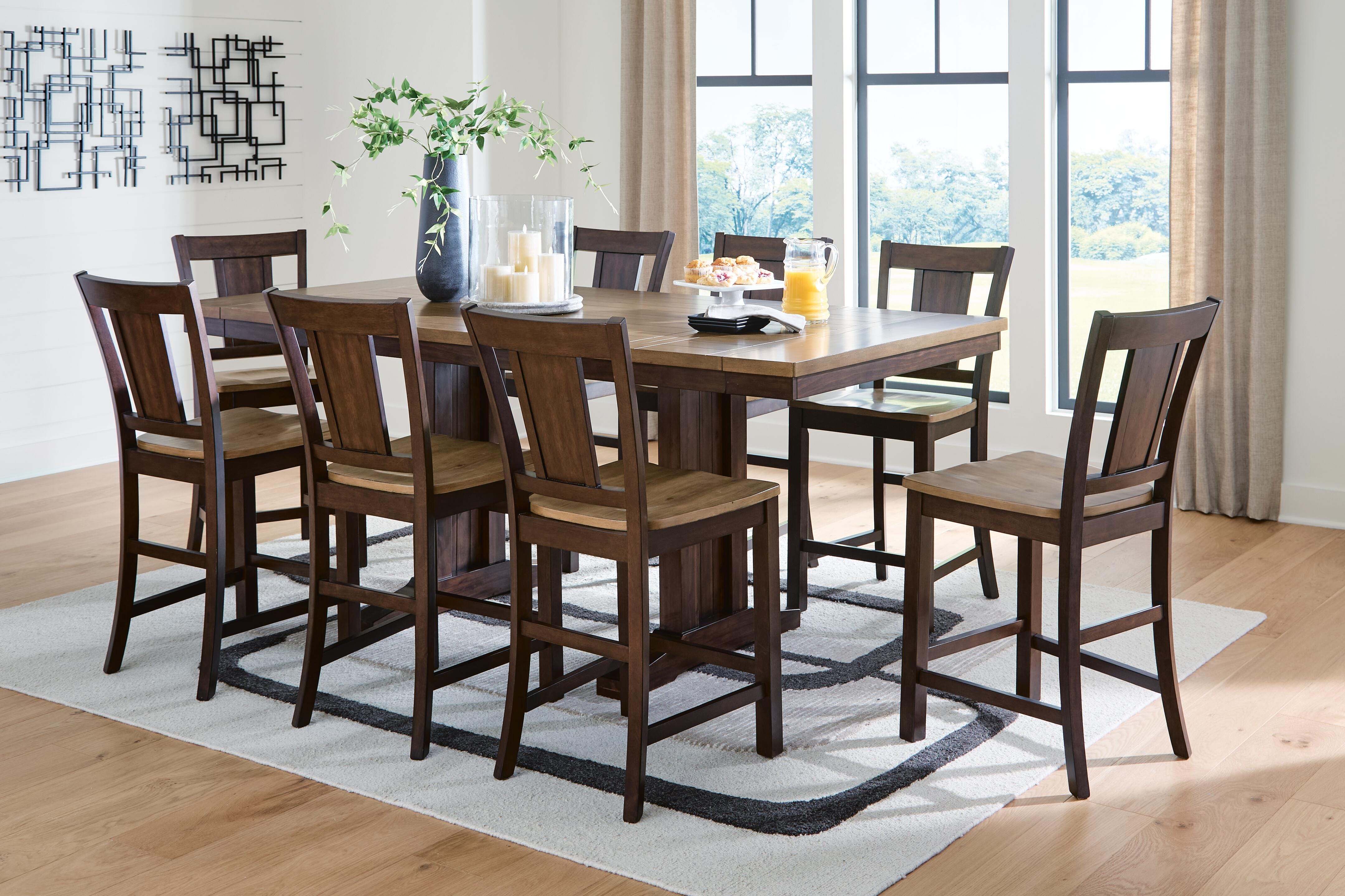 Rylandeen Counter Height Extension Dining Table and 8 Barstools - image 1