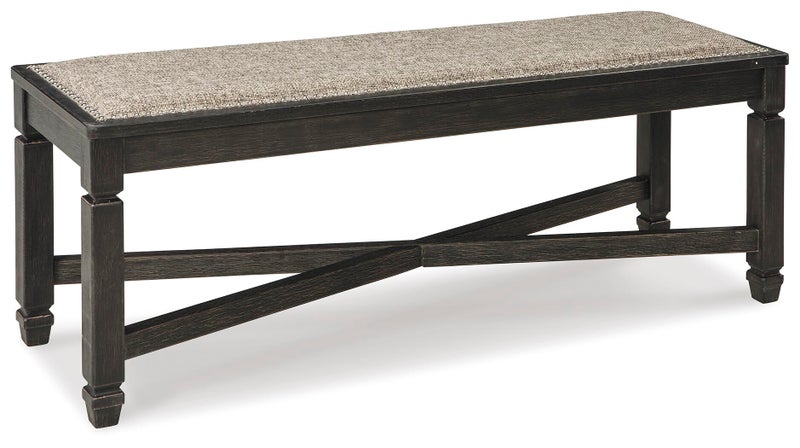 Tyler Creek 50" Upholstered Dining Bench, Black/Grayish Brown