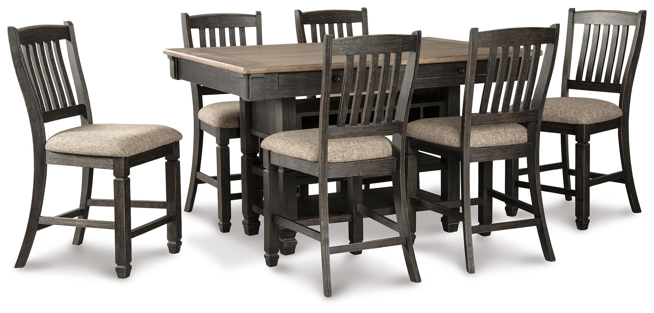 Tyler Creek Counter Height Dining Table and 6 Barstools, Black/Gray, large