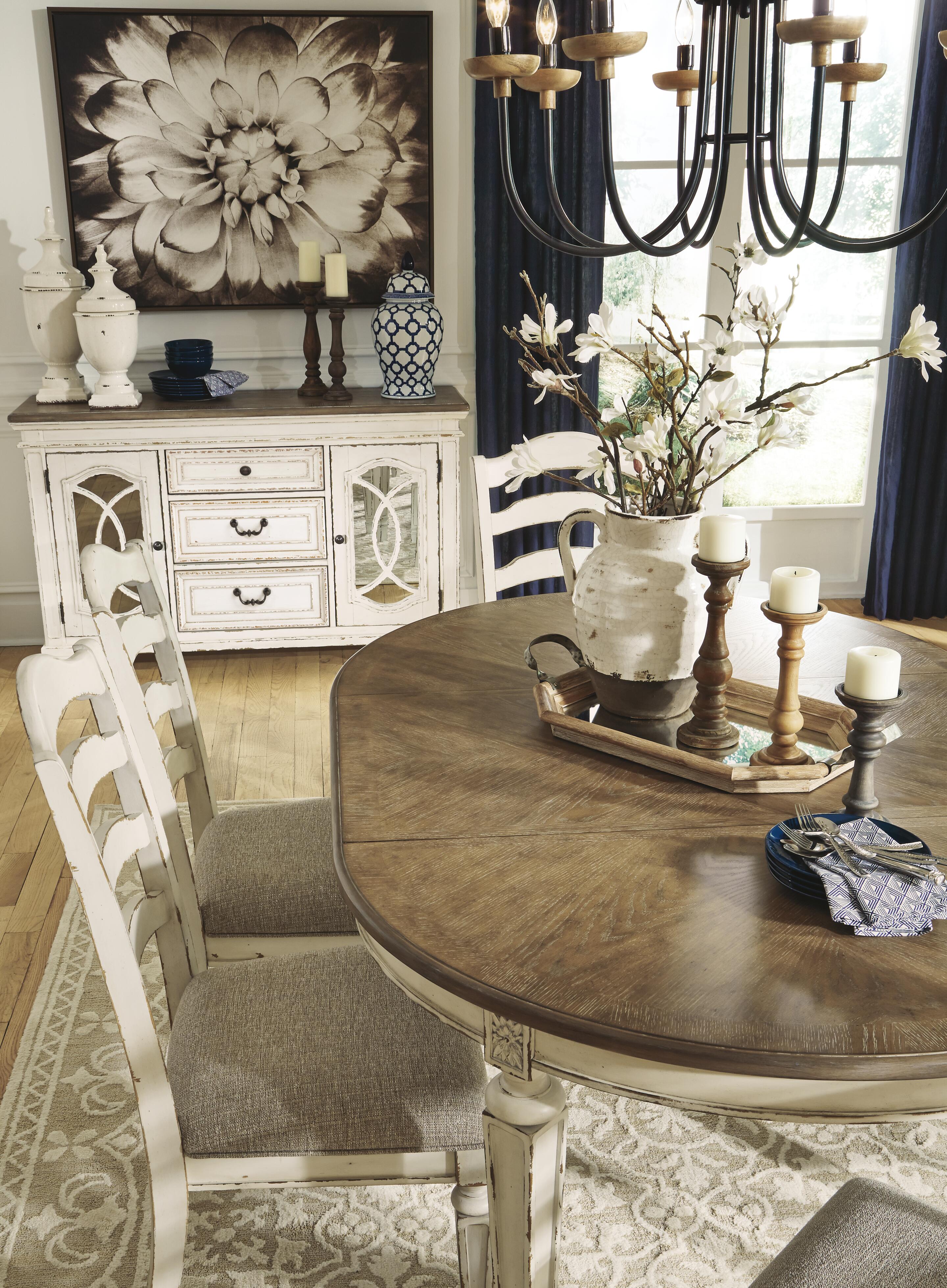 Realyn Dining Extension Table, Chipped White, large