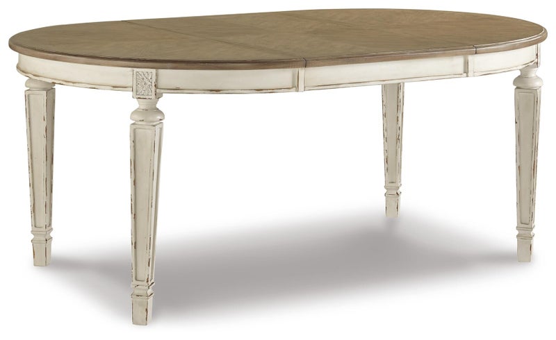 Realyn Oval 48"-72" Extendable Dining Table, Chipped White
