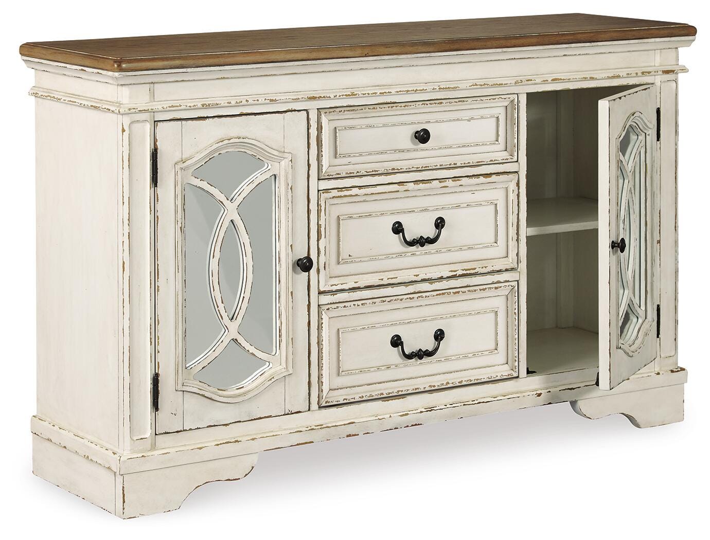 Realyn Dining Server, Chipped White, large