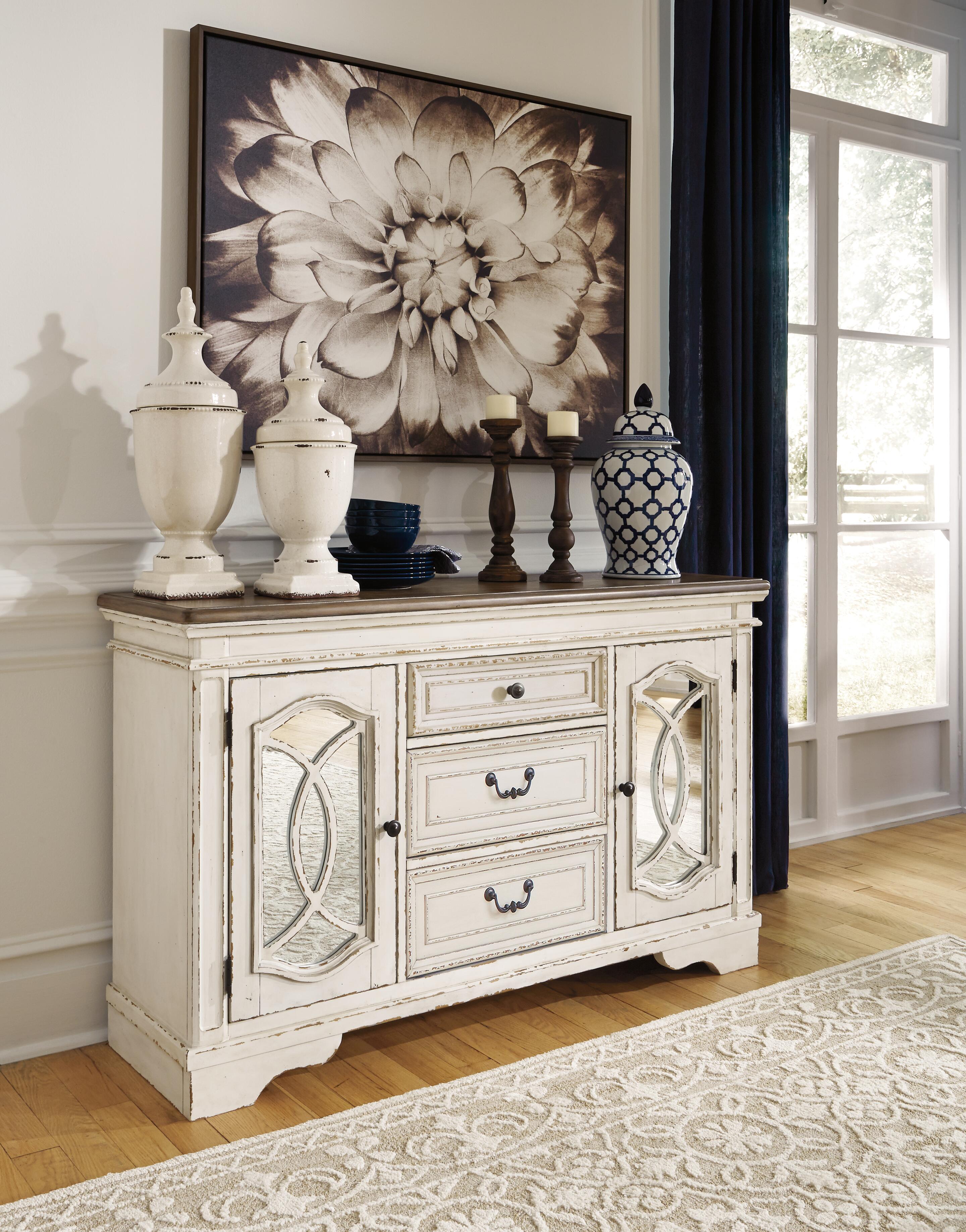 Realyn Dining Server, Chipped White, large