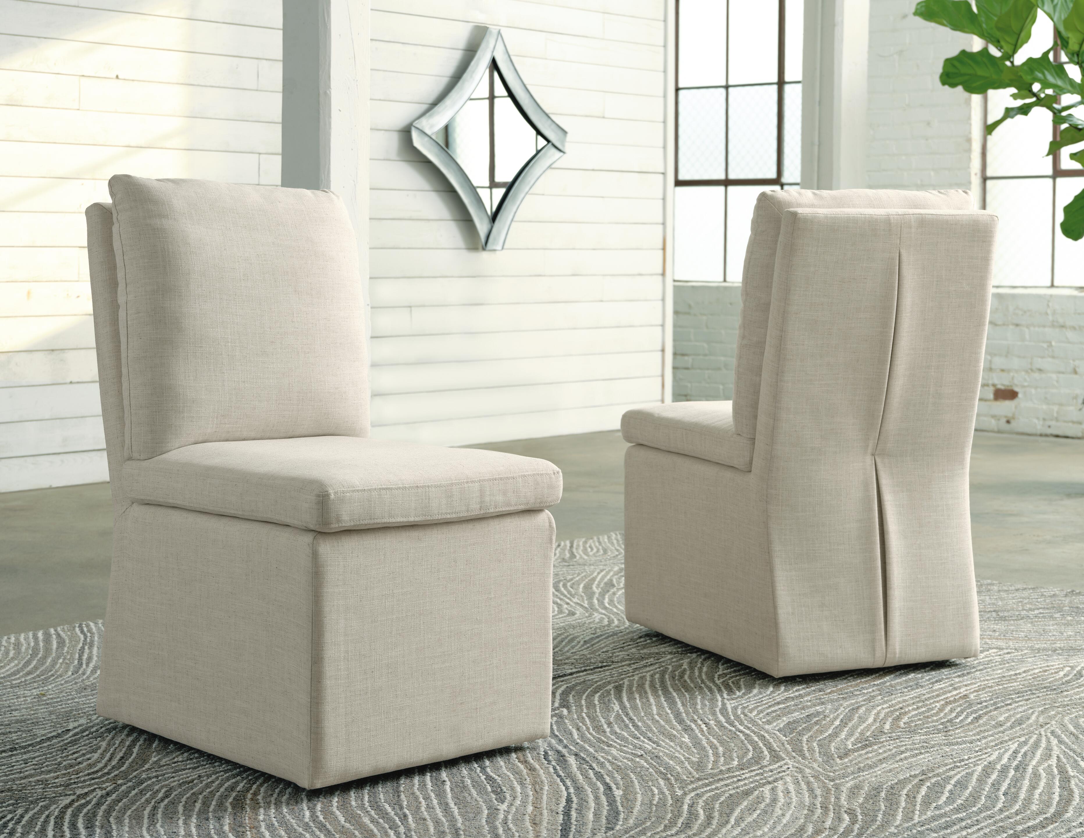 Krystanza Dining Chair with Upholstered Skirt and Pleated Back