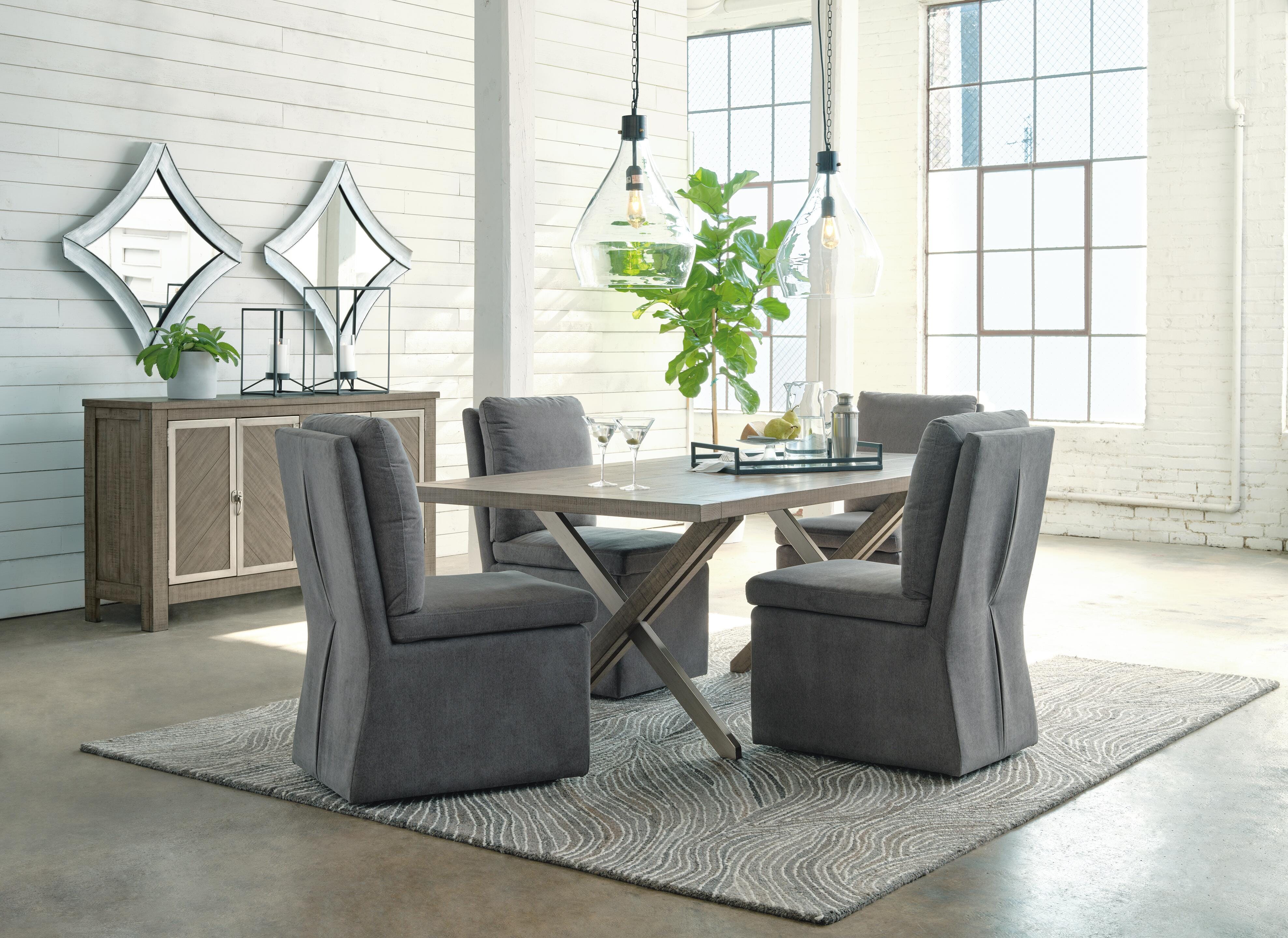 Krystanza Dining Chair with Upholstered Skirt and Pleated Back