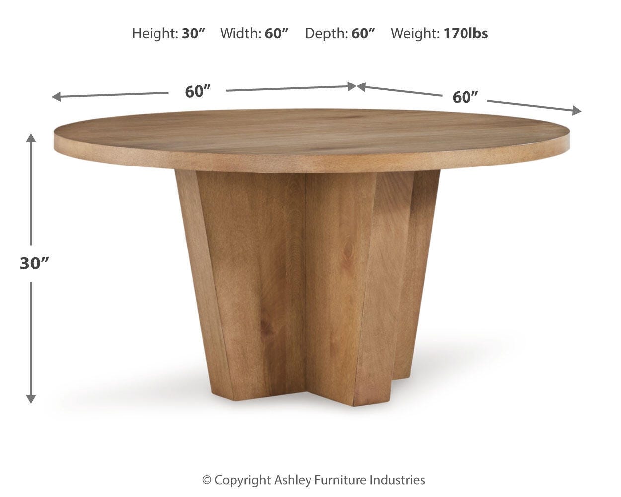 Kristiland Dining Table, Light Brown, large