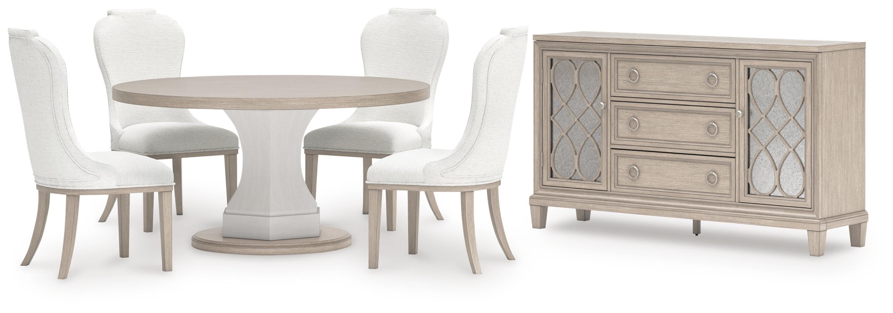 Jorlaina Dining Table and 4 Chairs with Storage, Light Grayish Brown