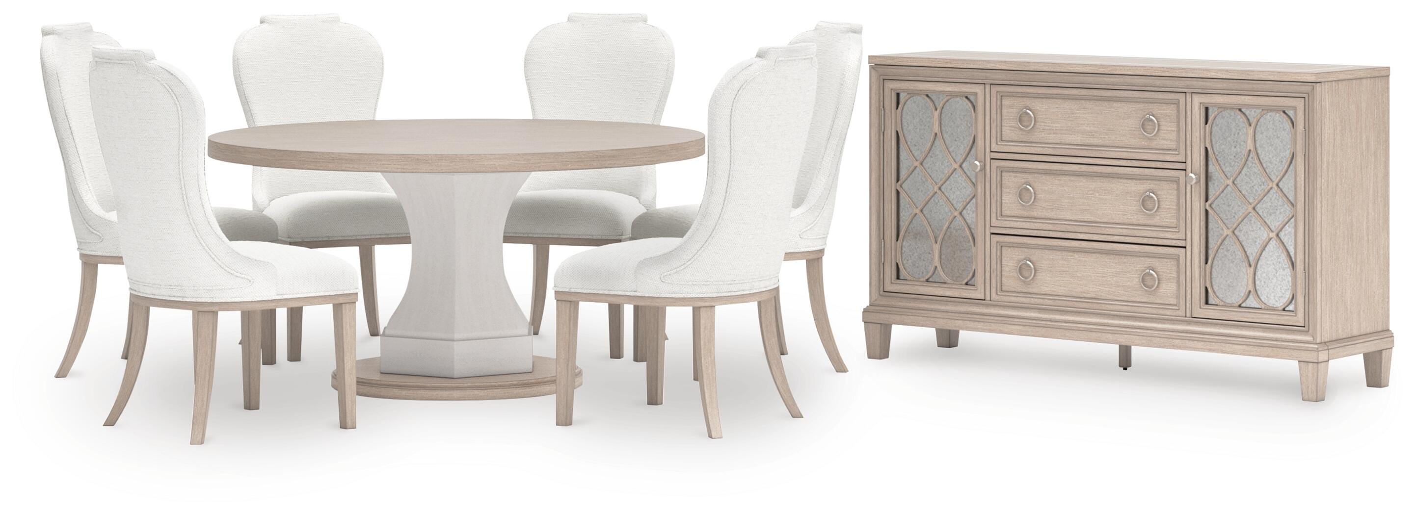Jorlaina Dining Table and 6 Chairs with Storage, Light Grayish Brown