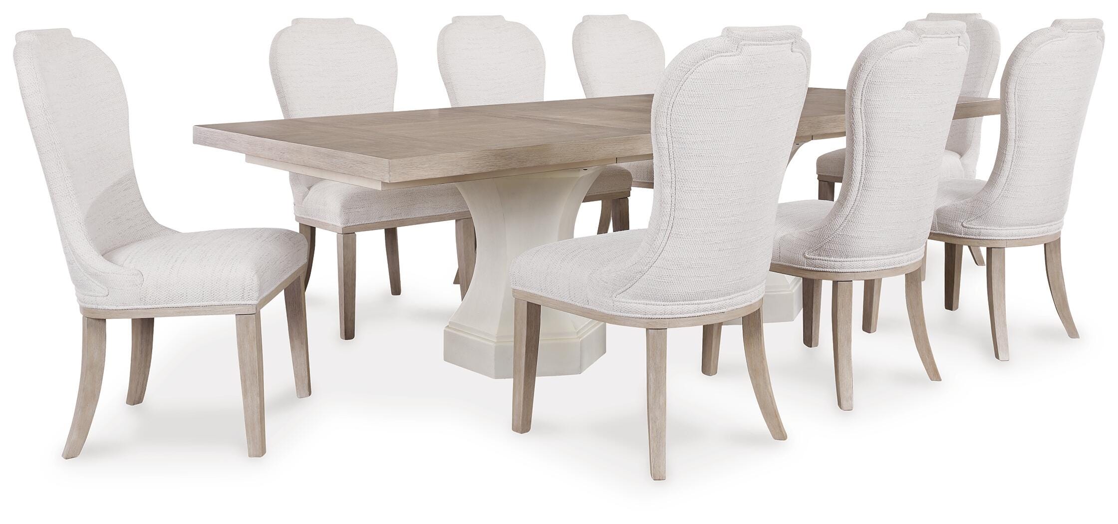 Jorlaina Dining Table and 8 Chairs