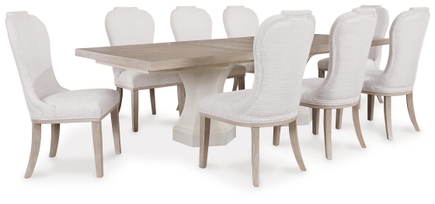 Jorlaina Dining Table and 8 Chairs