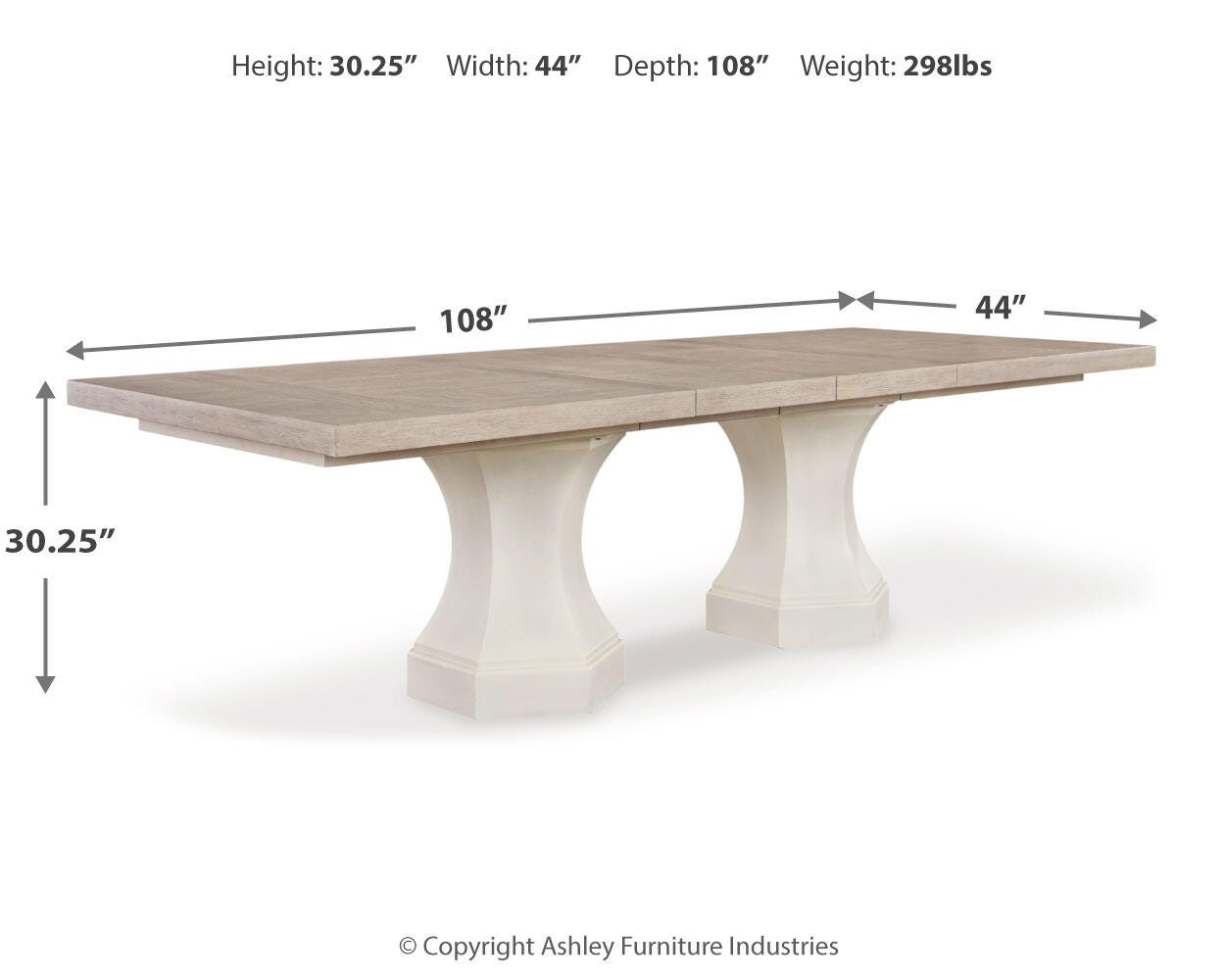 Jorlaina Dining Extension Table, Light Grayish Brown, large