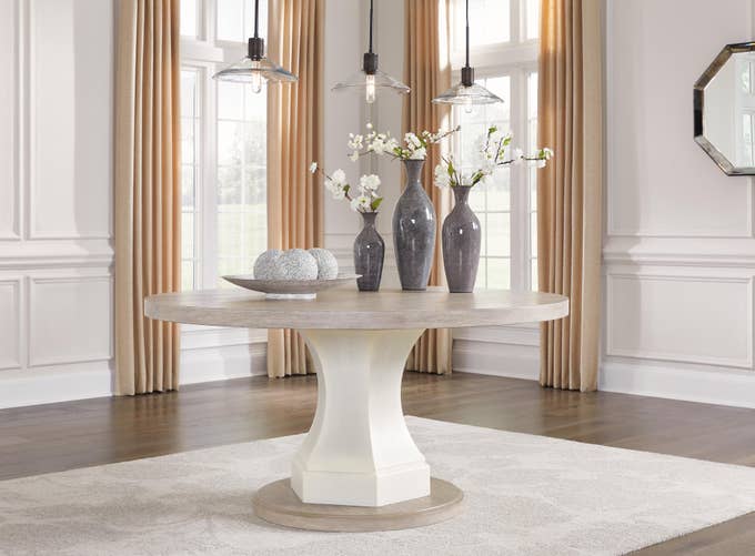 Jorlaina Dining Table, Light Grayish Brown, large