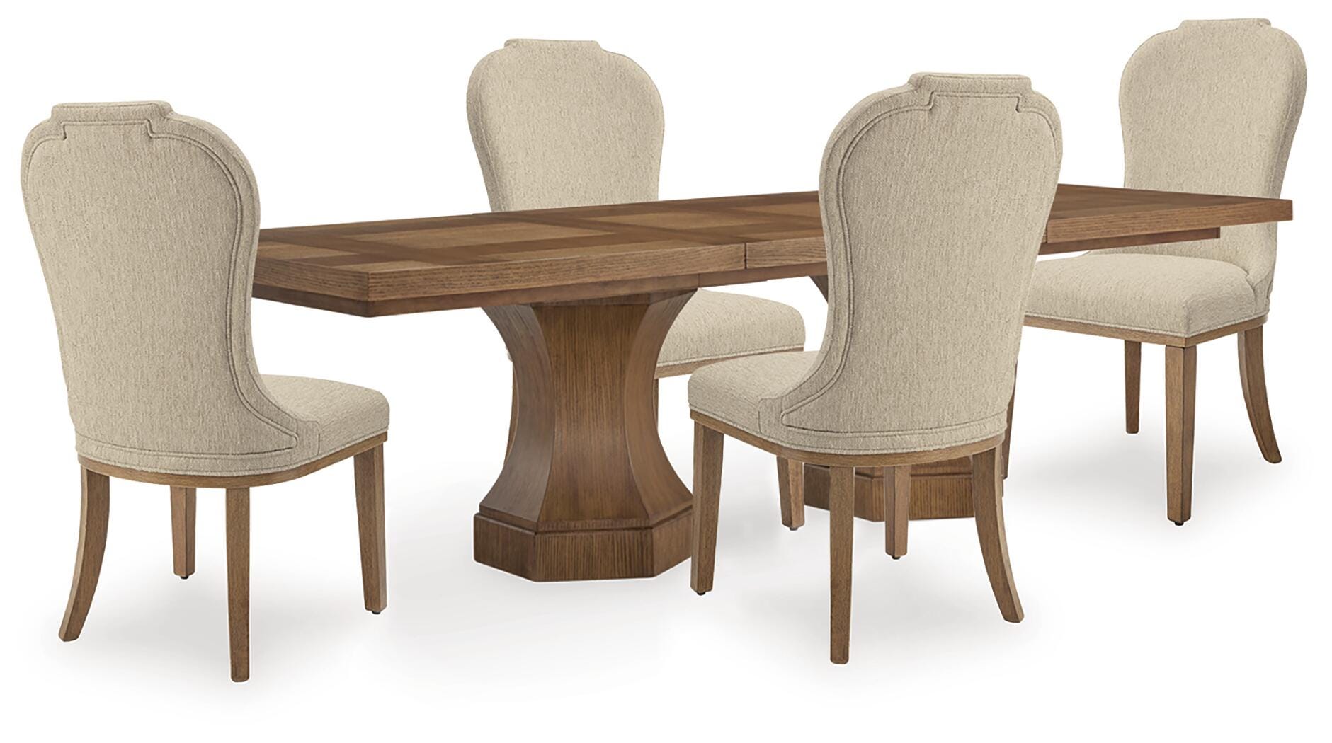 Jorlaina Dining Table and 4 Chairs, Brown, large