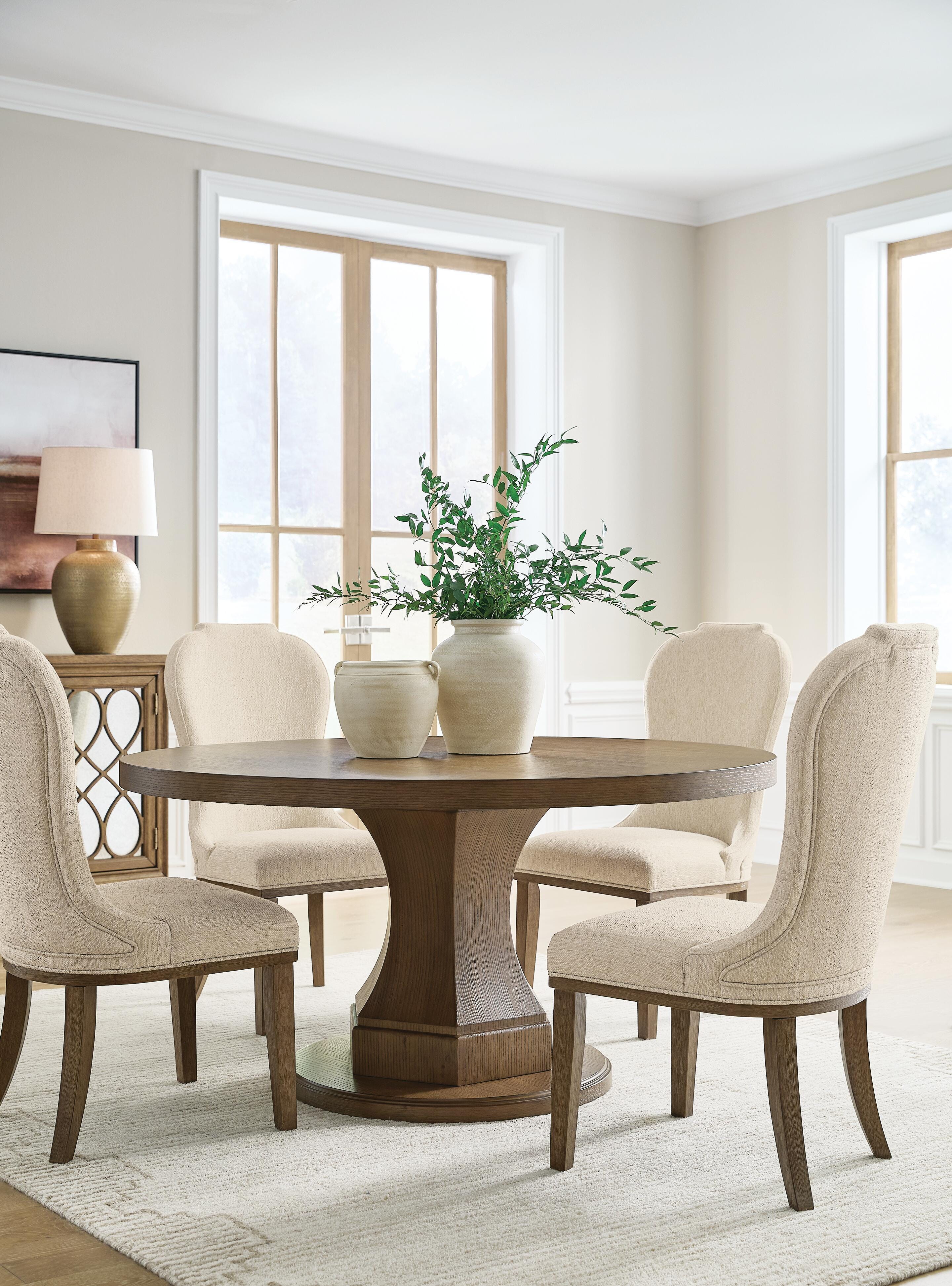 Jorlaina Dining Table and 4 Chairs, Brown, large