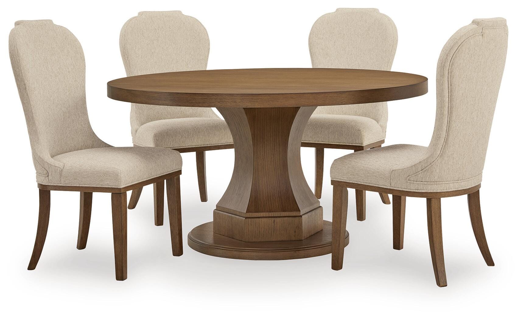 Jorlaina Dining Table and 4 Chairs, Brown, large