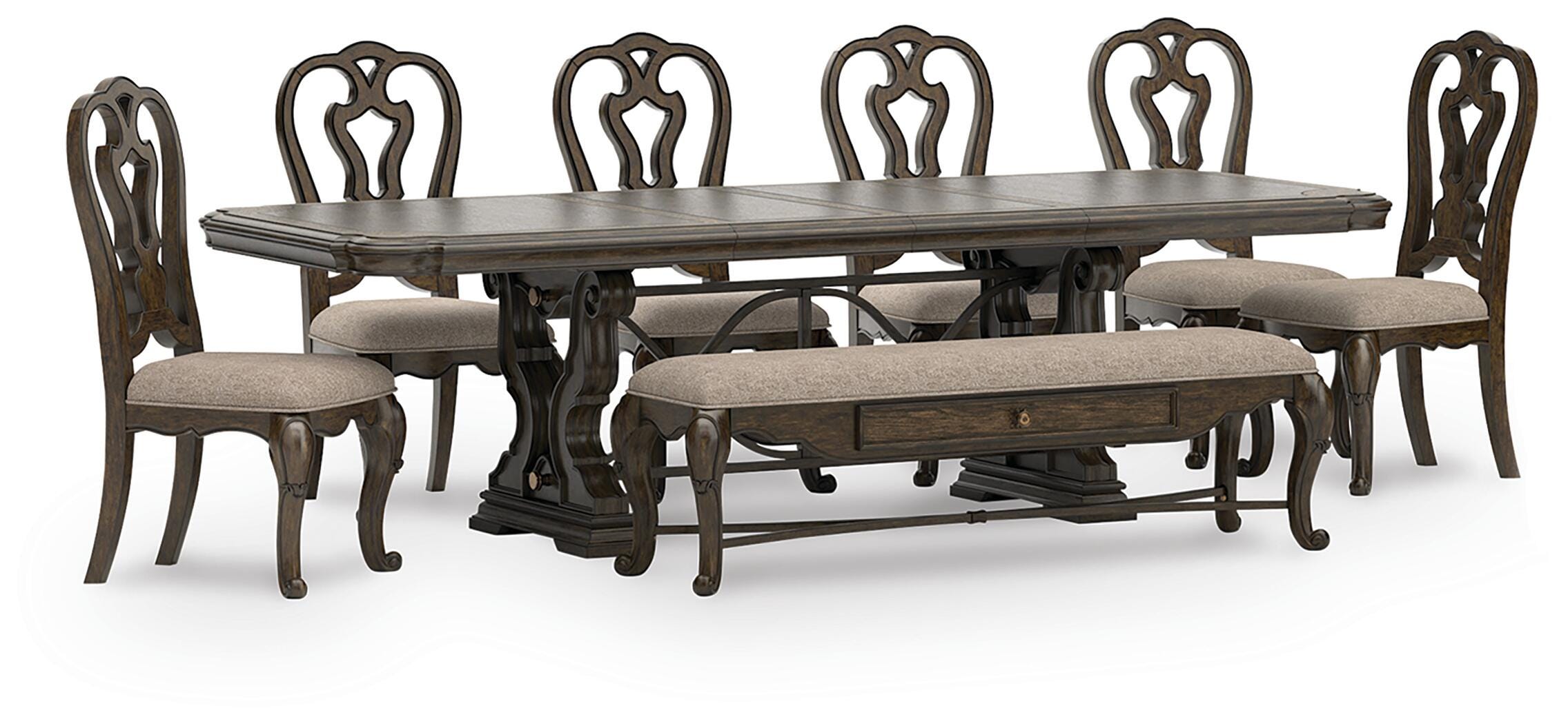 Mesa de comedor Maylee, 6 sillas y banco - image 1