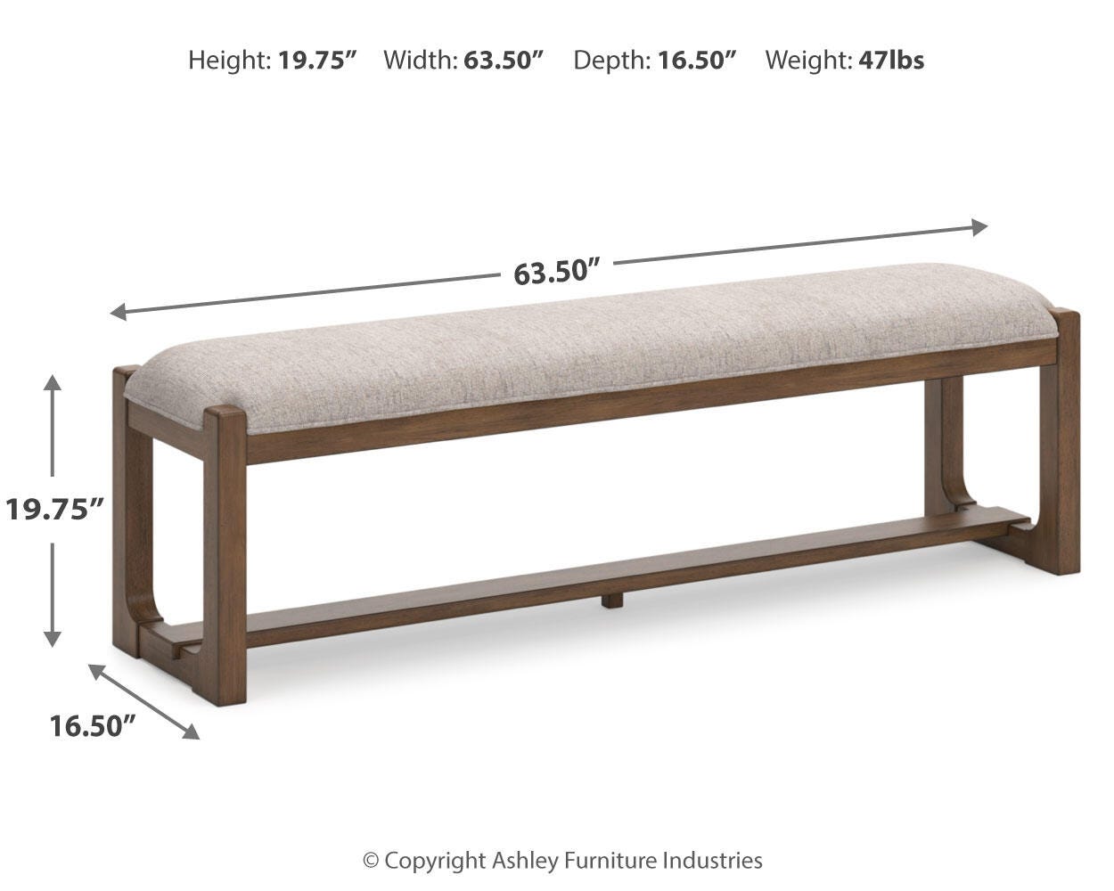 Cabalynn 63" Dining Bench, , large
