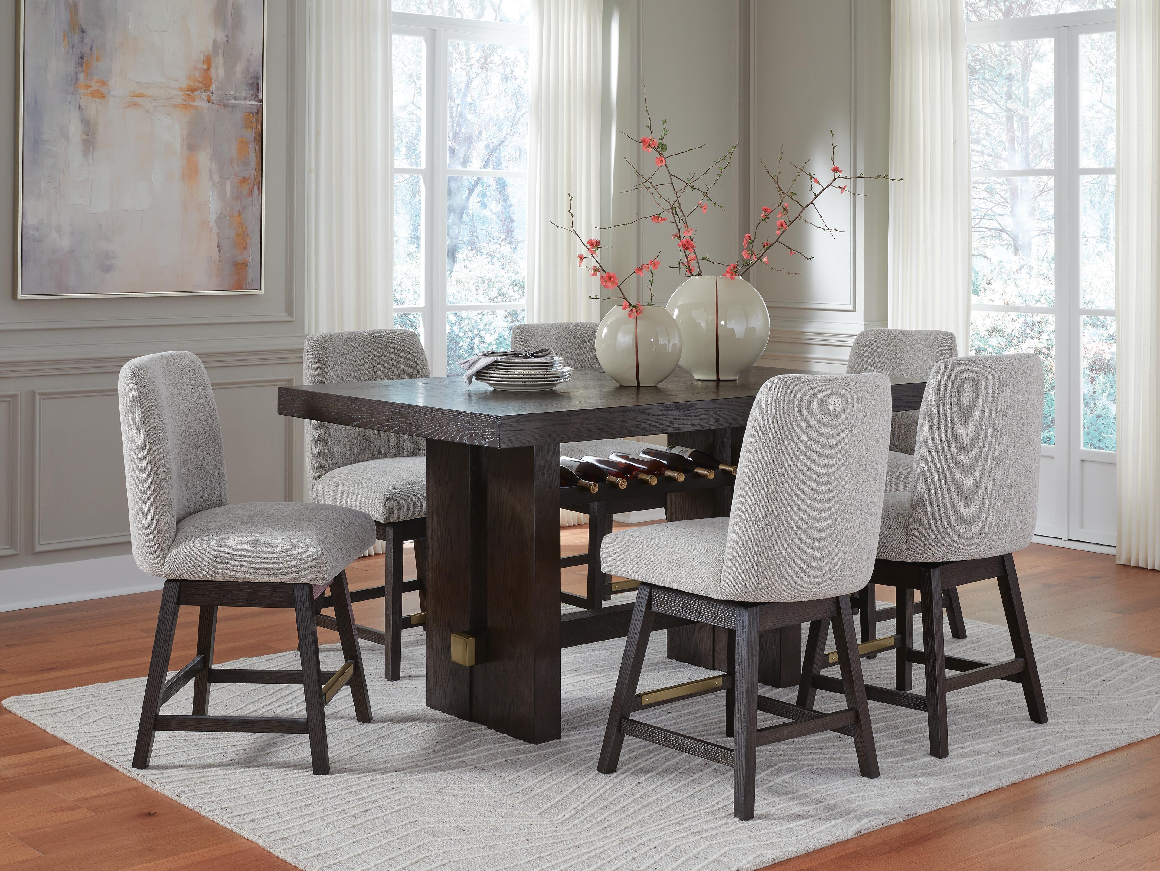 Burkhaus Counter Height Dining Table and 6 Barstools - Dark Brown (Set of 7) - image 1