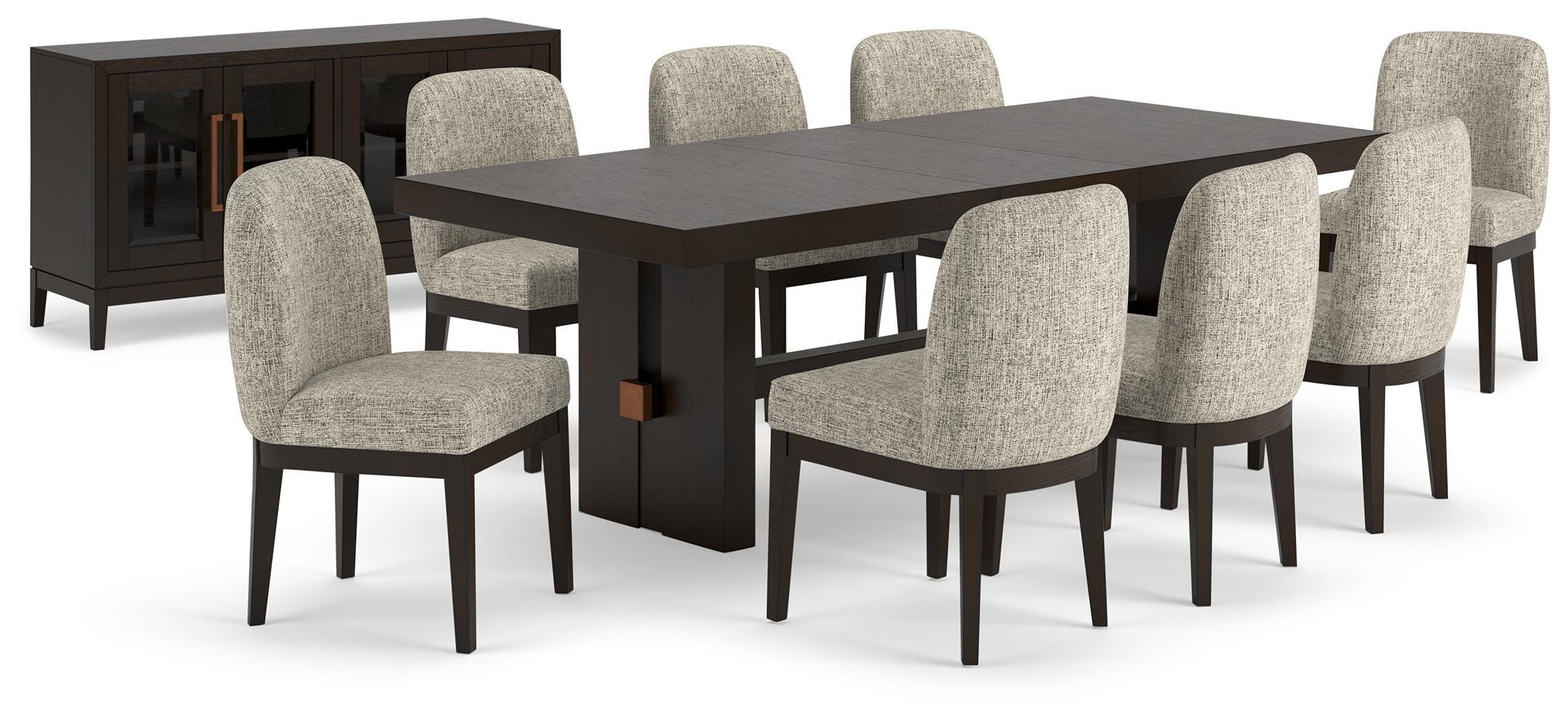 Burkhaus Dining Table and 8 Chairs with Storage, , large