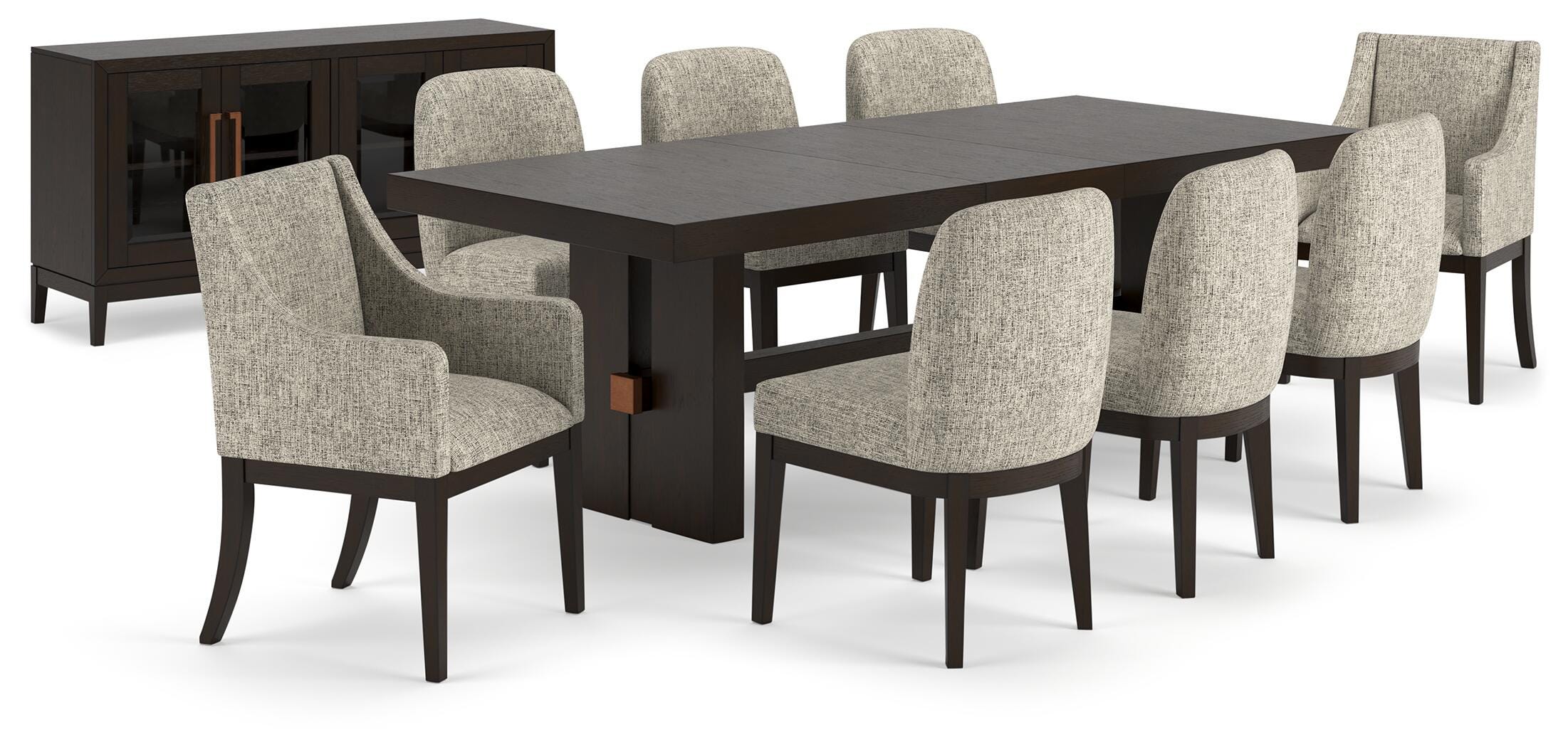 Burkhaus Dining Table and 8 Chairs with Storage, , large
