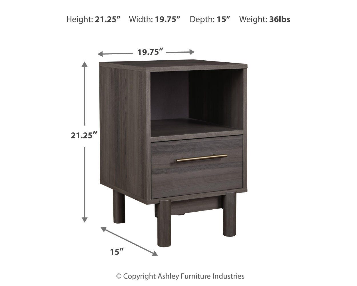 Brymont Nightstand, Dark Gray, large