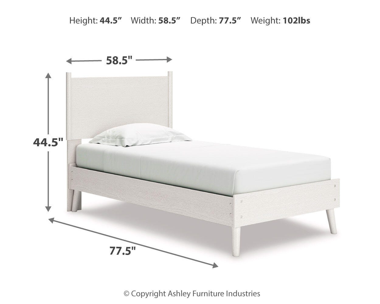 Aprilyn Twin Panel Bed, White, large