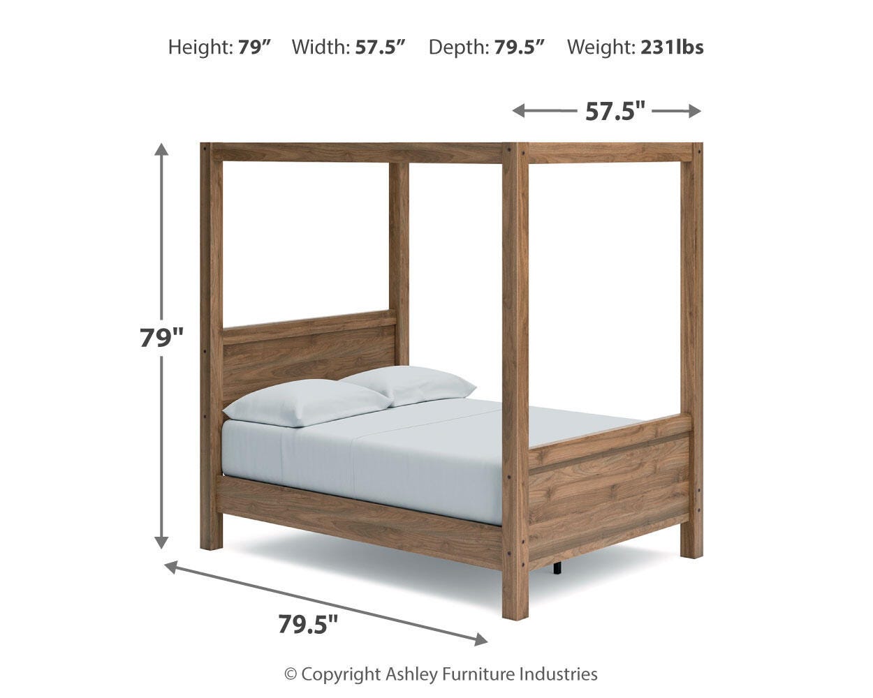 Aprilyn Full Canopy Bed, Honey, large