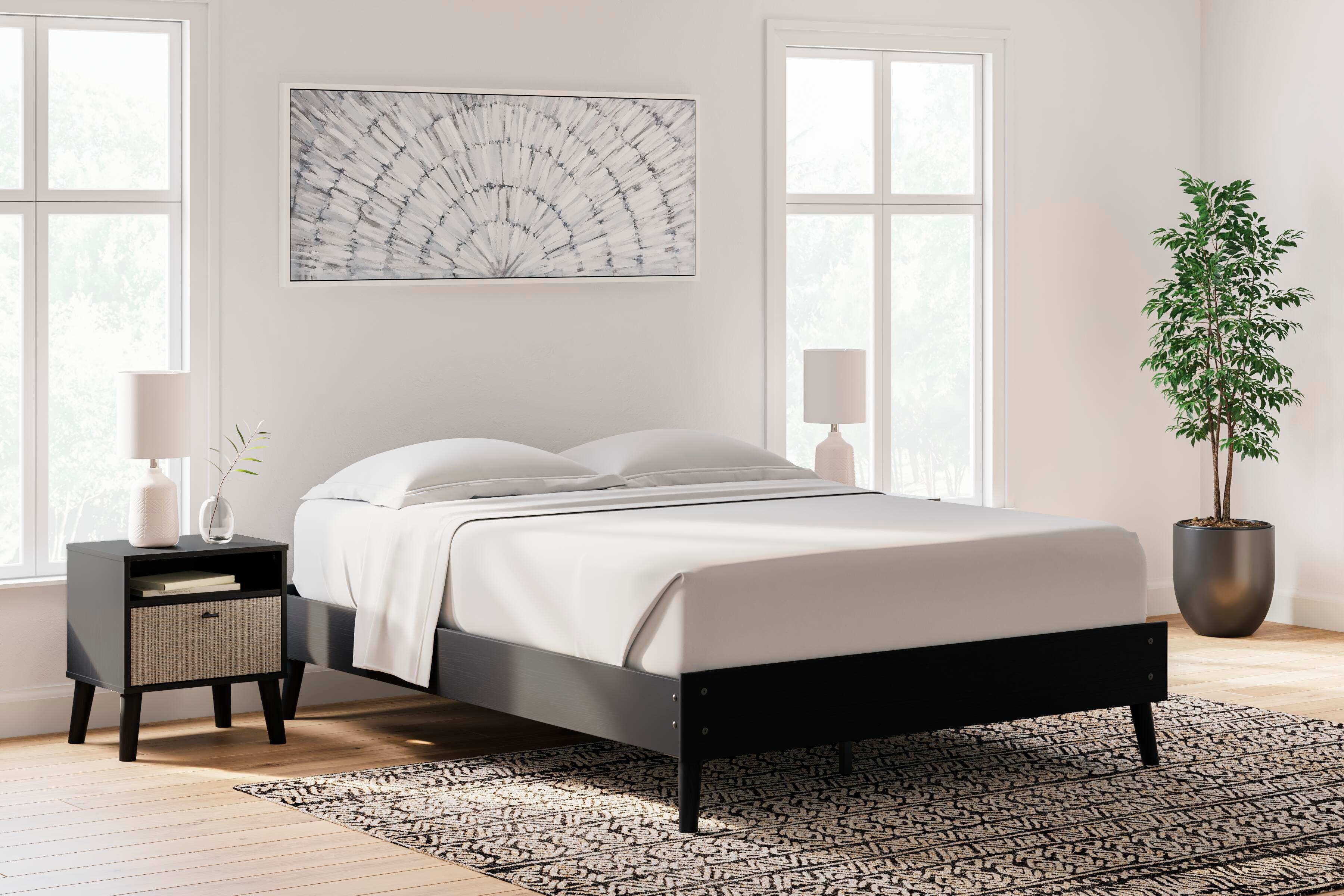 Charlang Queen Platform Bed, Black, large