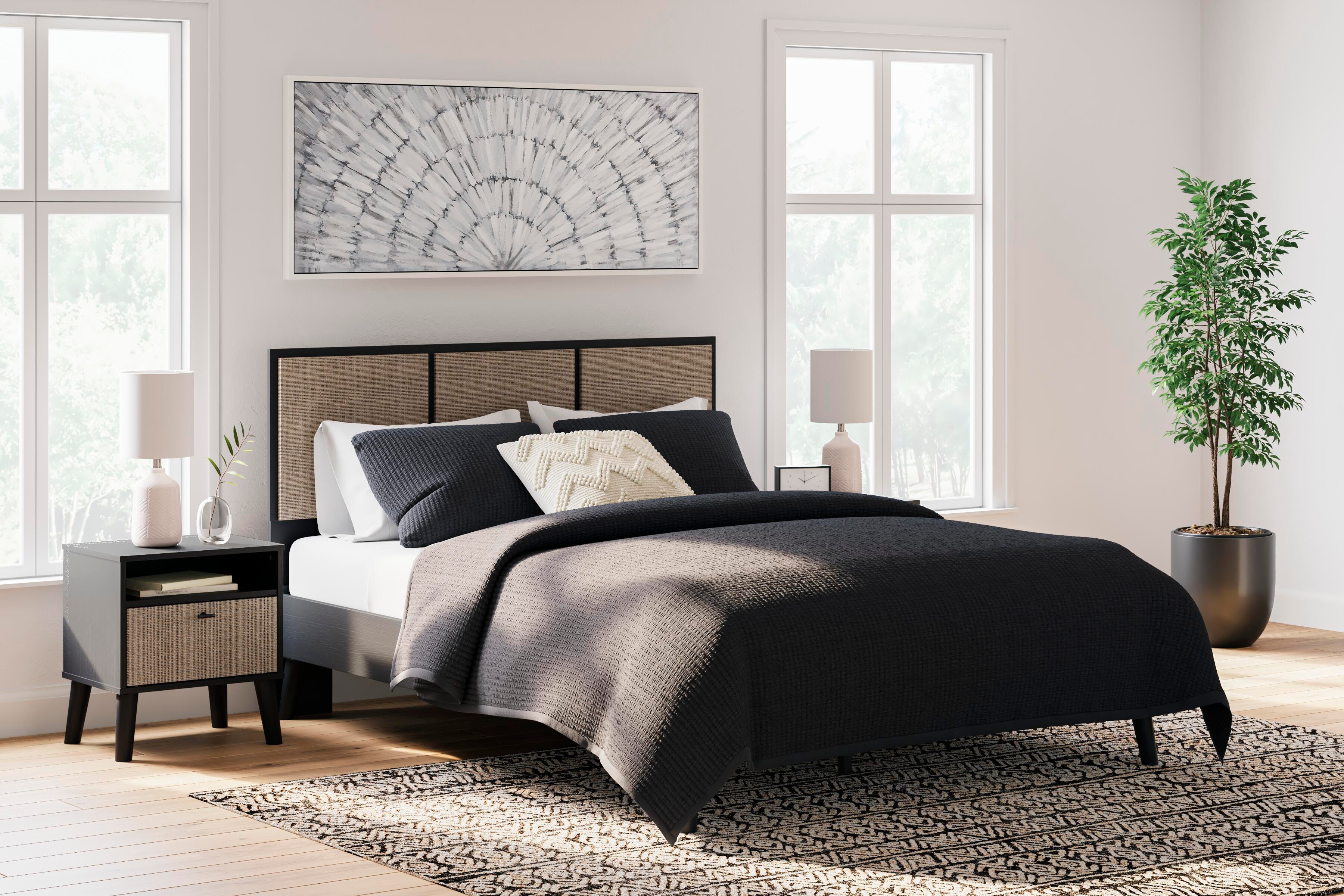 Charlang Queen Panel Platform Bed, Two-tone, large