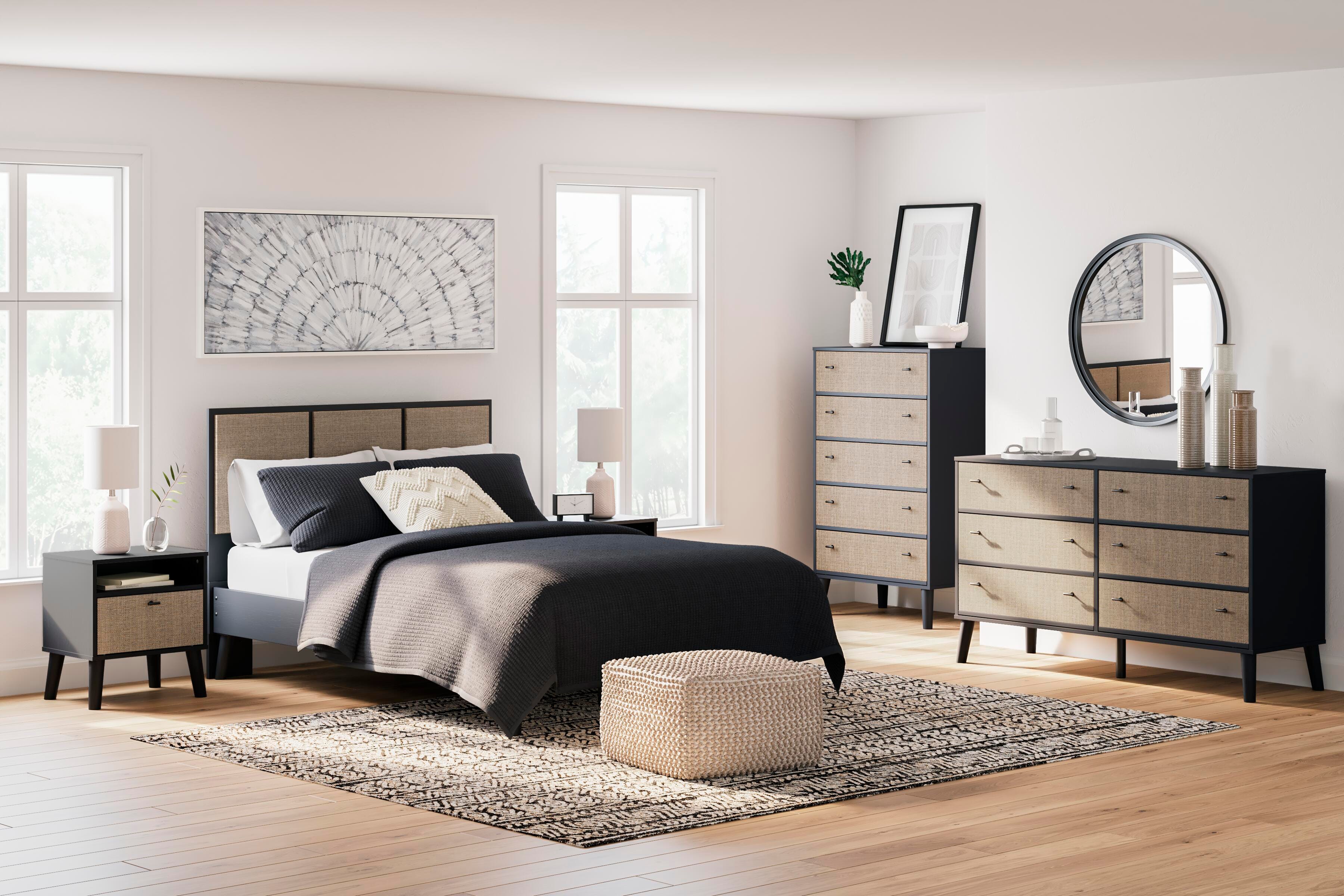 Charlang Full Platform Bed, Black, large