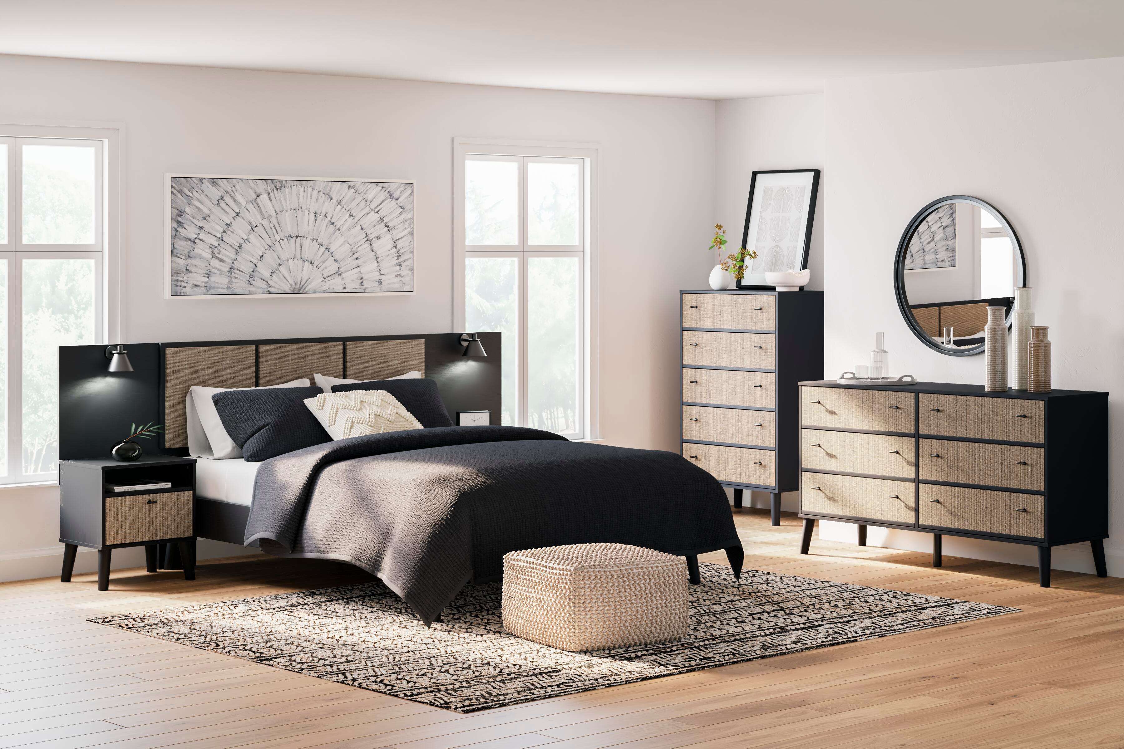 Charlang Queen Platform Bed, Black, large