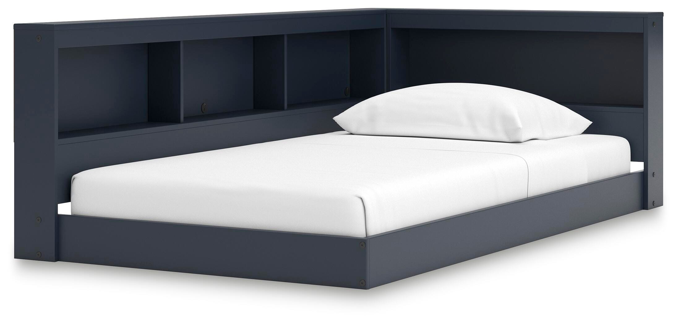 Simmenfort Twin Bookcase Storage Bed, Navy Blue, large