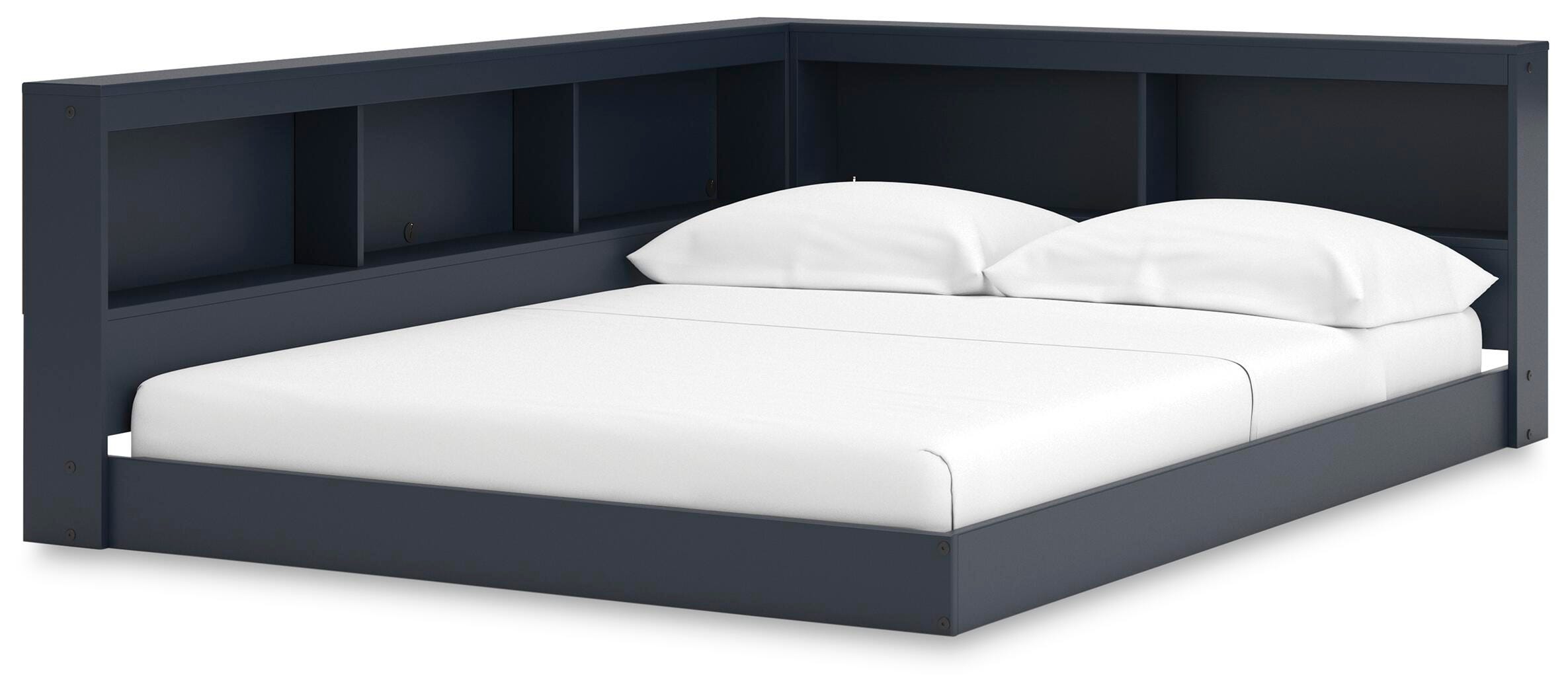 Simmenfort Full Bookcase Storage Bed, Navy Blue, large