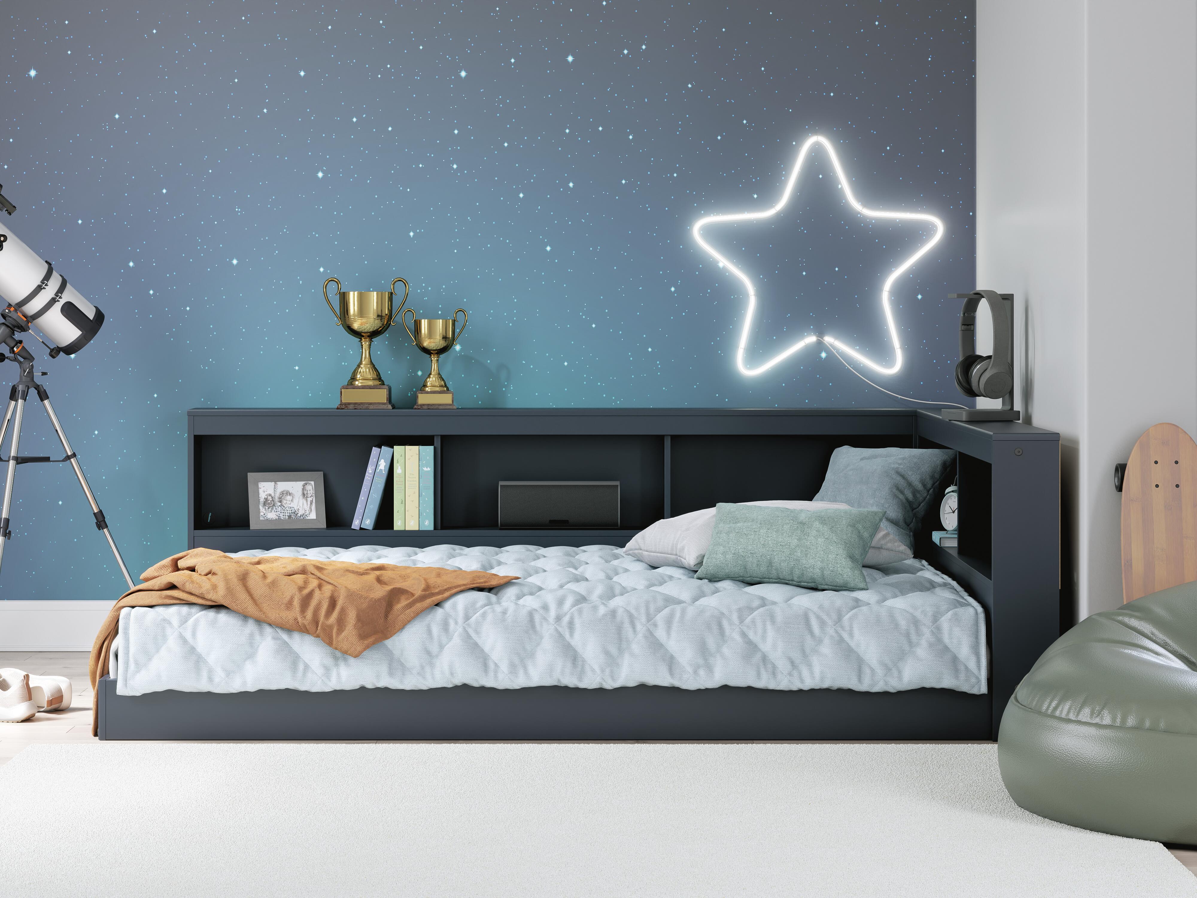 Simmenfort Full Bookcase Storage Bed, Navy Blue, rollover