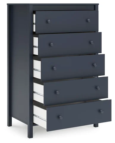 Simmenfort 5-Drawer Chest Navy Blue Simmenfort 5-Drawer Chest Navy Blue
