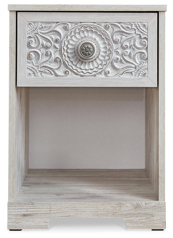 Paxberry 20" 1 Drawer Nightstand, Whitewash