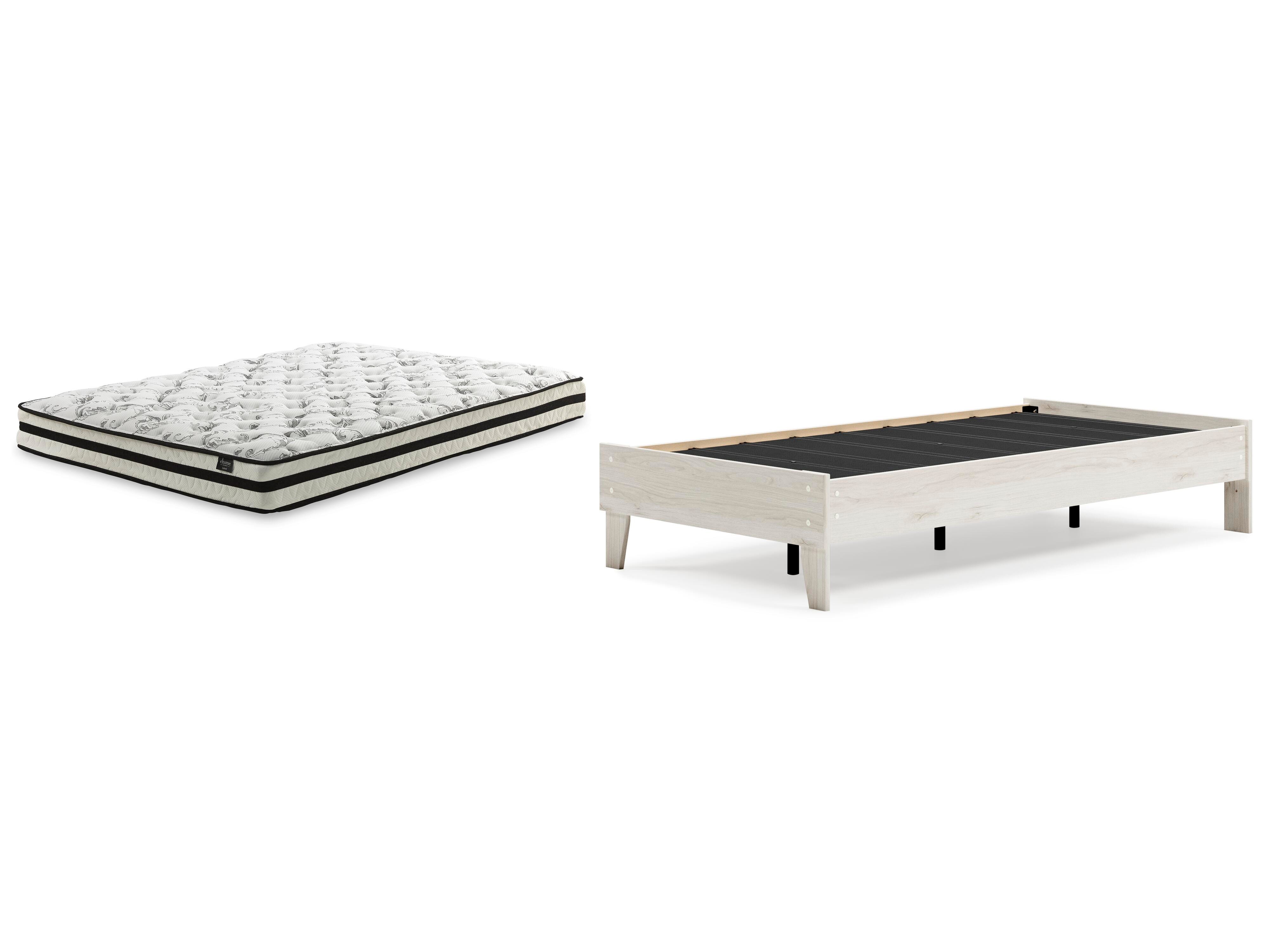 Socalle Twin Platform Bed with Mattress, Light Natural, large