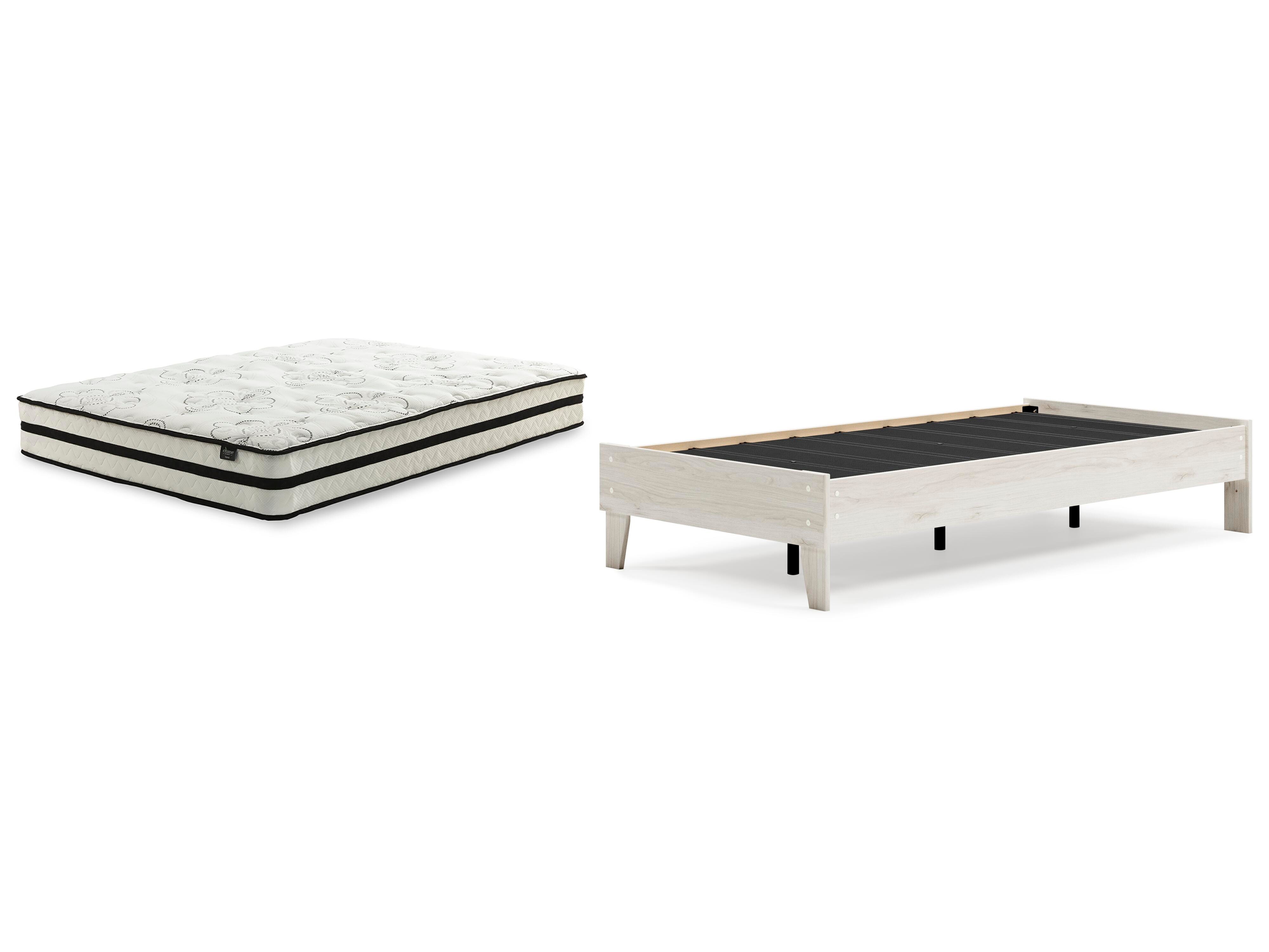 Socalle Twin Platform Bed with Mattress, Light Natural, large
