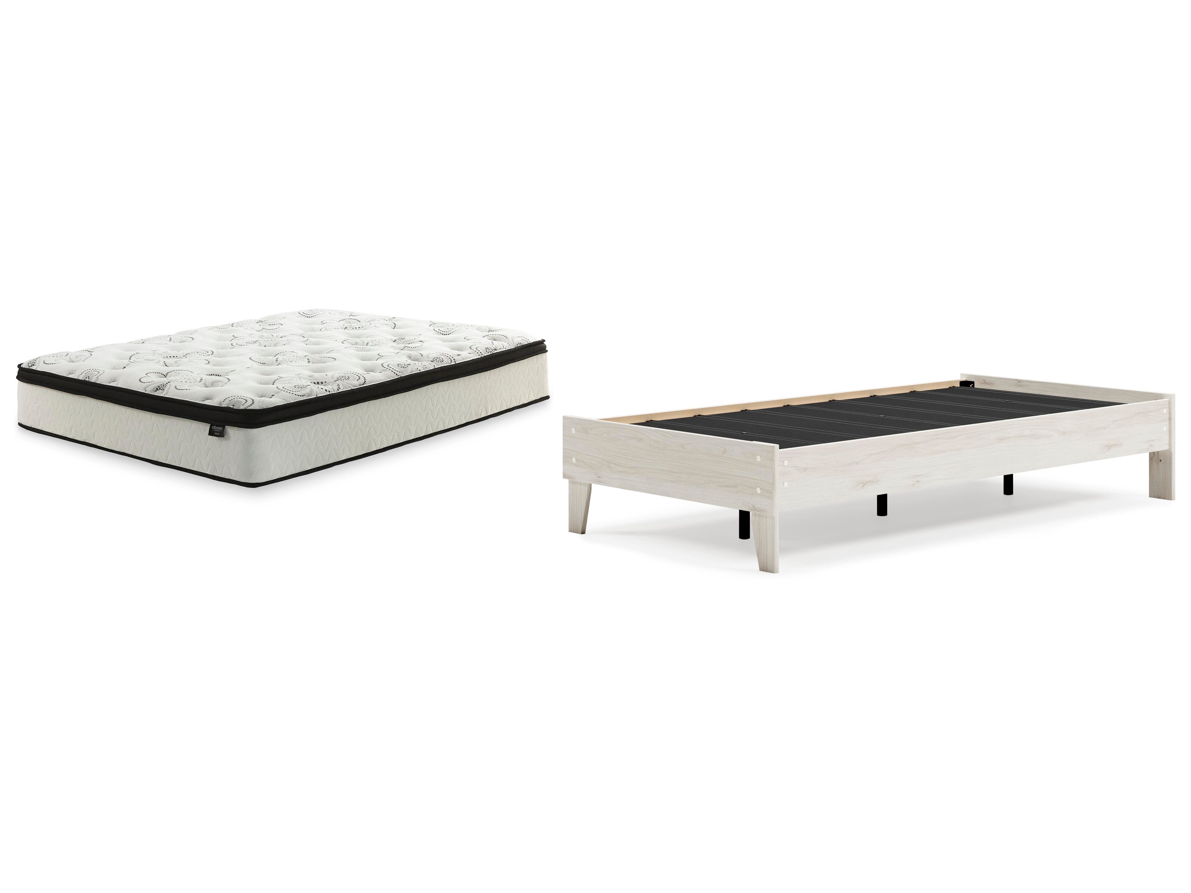 Socalle Twin Platform Bed with Mattress, Light Natural, large