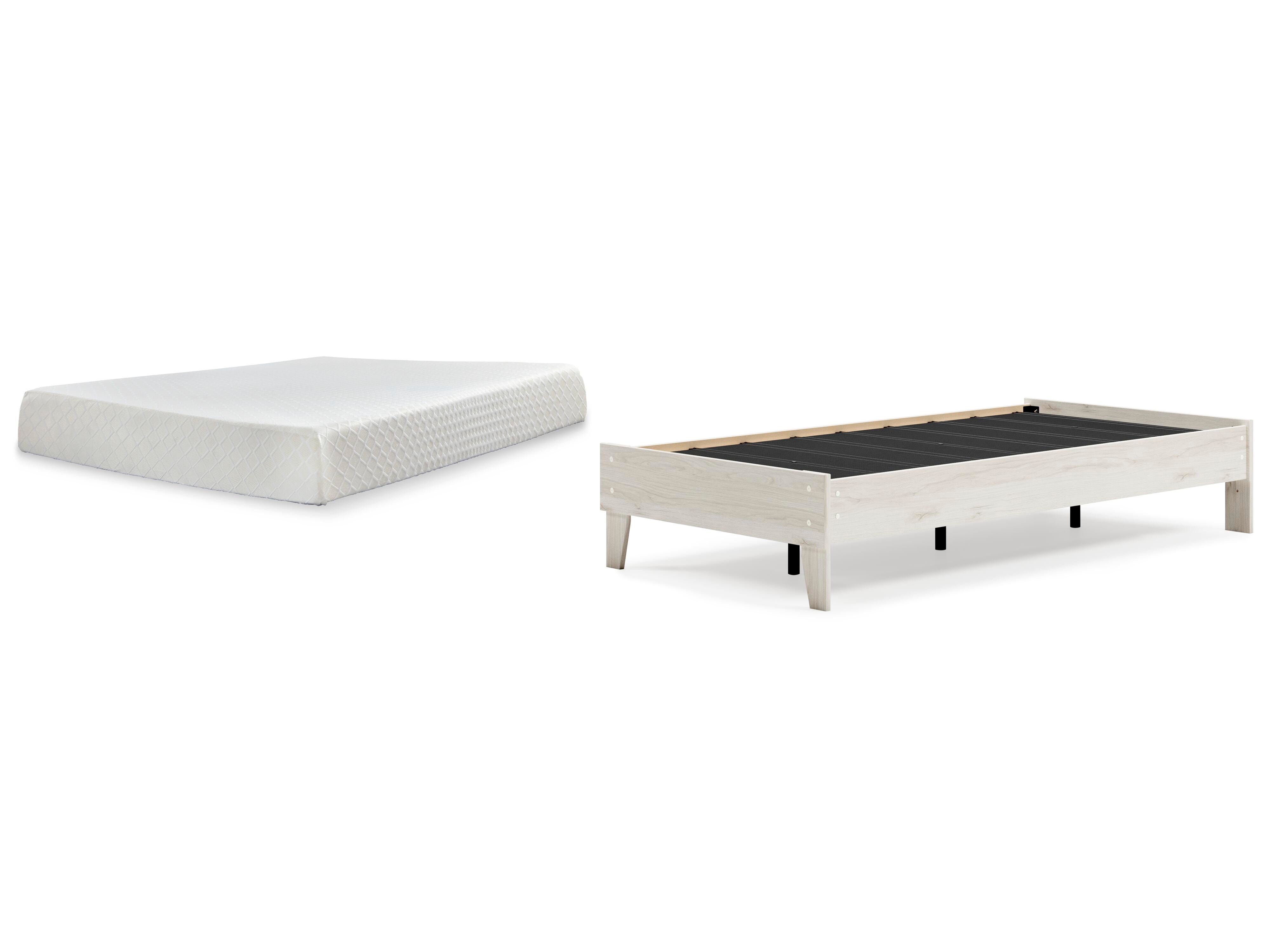 Socalle Twin Platform Bed with Mattress, Light Natural, large