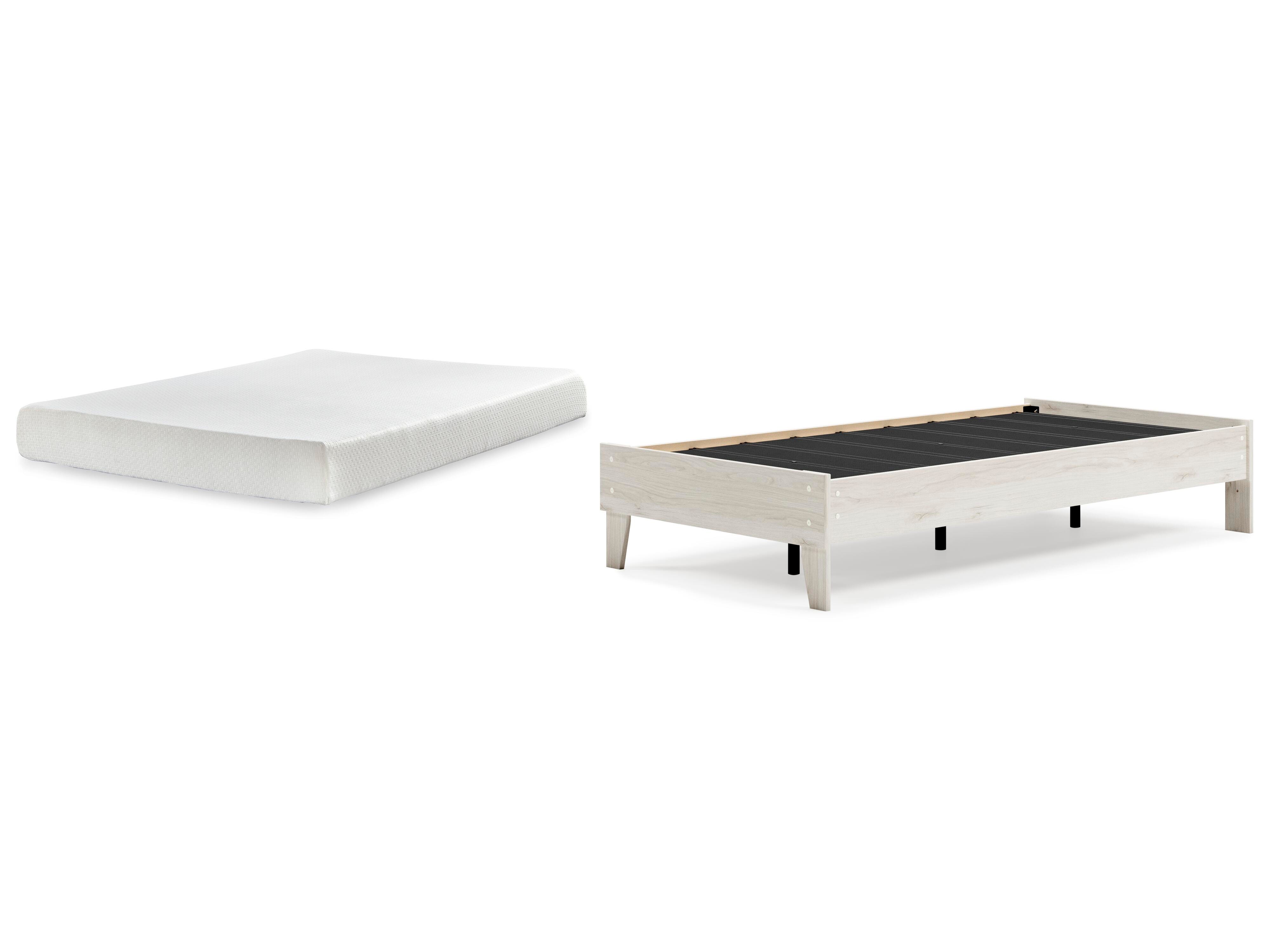 Socalle Twin Platform Bed with Mattress, Light Natural, large