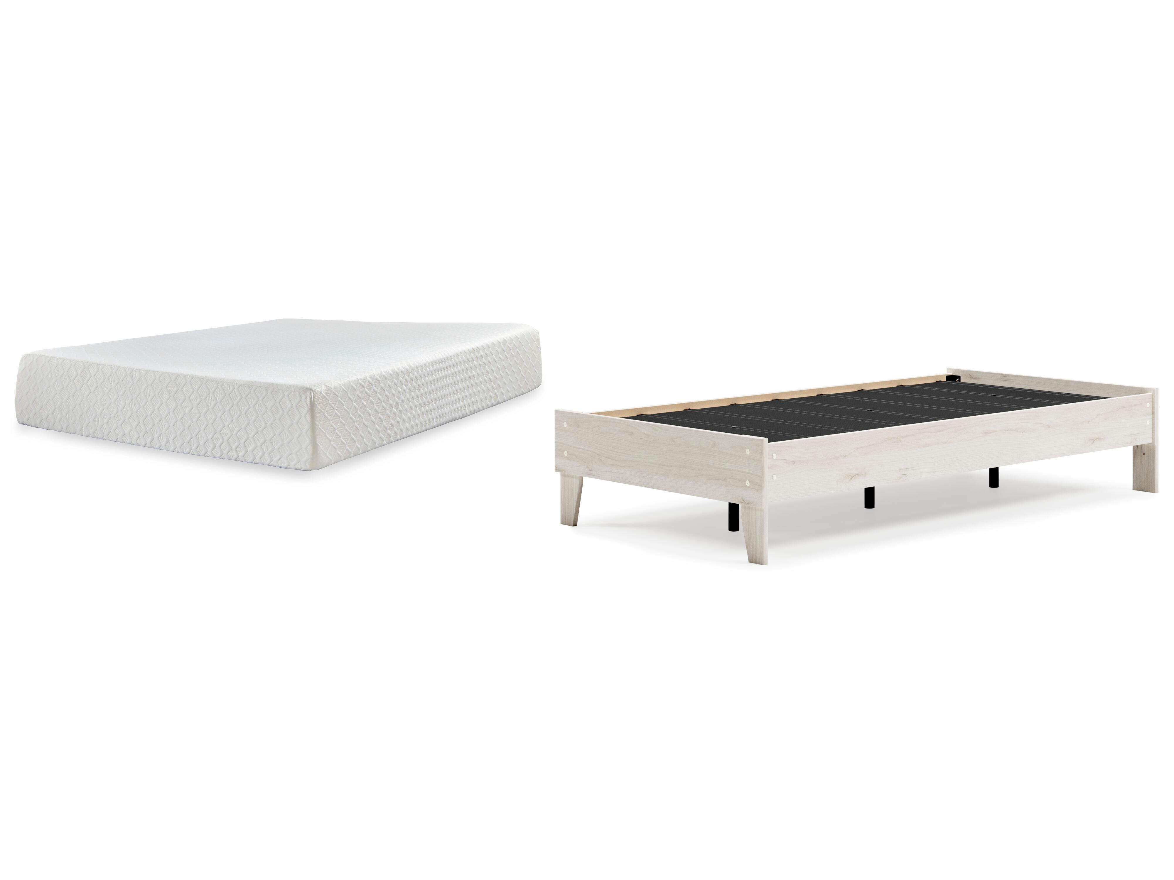 Socalle Twin Platform Bed with Mattress, Light Natural, large